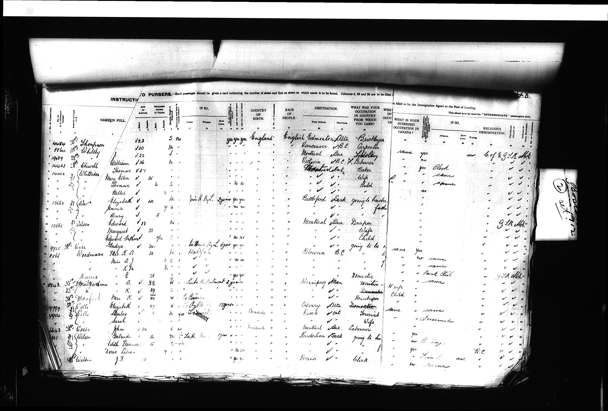 Digitized page of Passenger Lists for Image No.: CANIMM1913PLIST_0000406960-00205