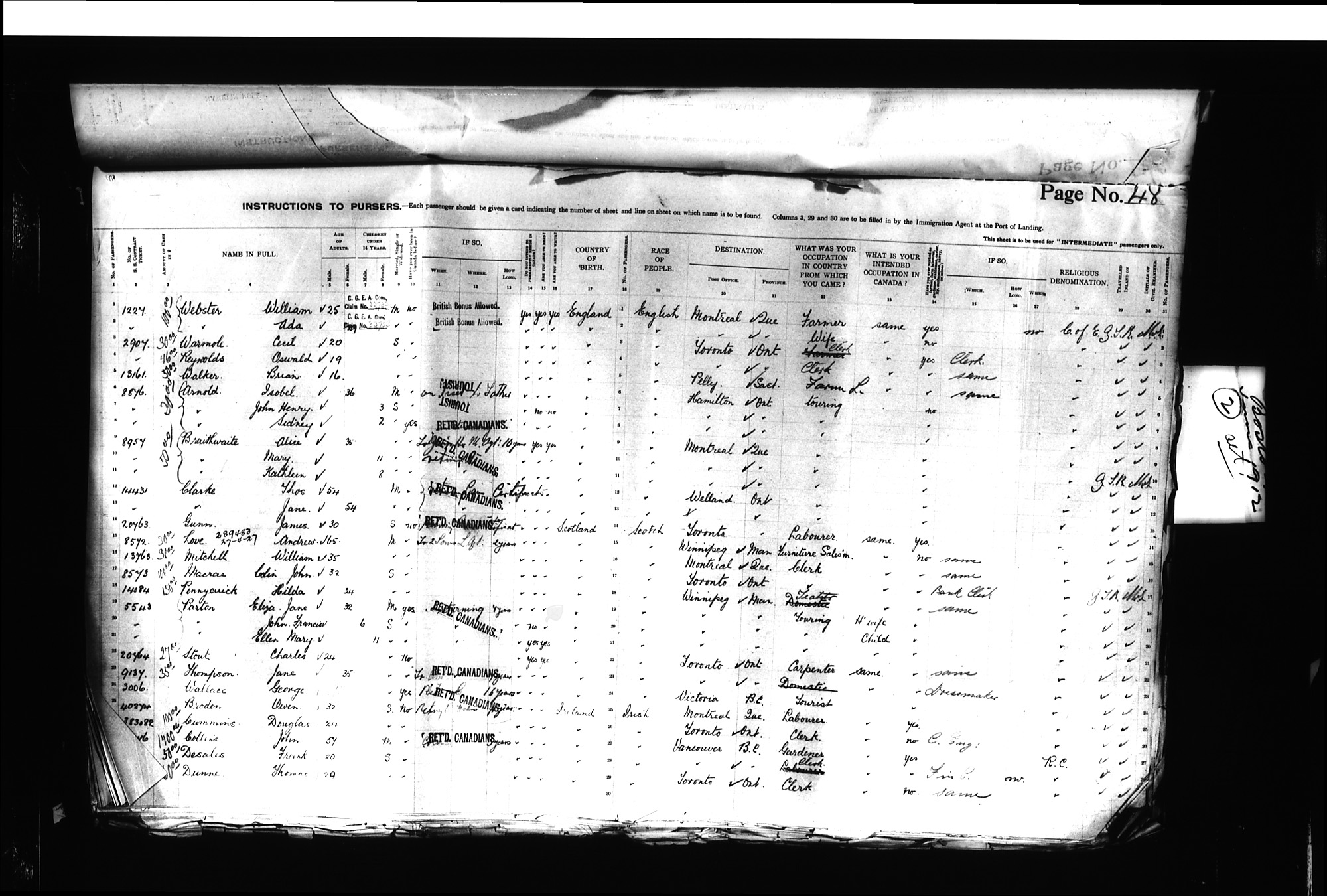 Digitized page of Passenger Lists for Image No.: CANIMM1913PLIST_0000406960-00207