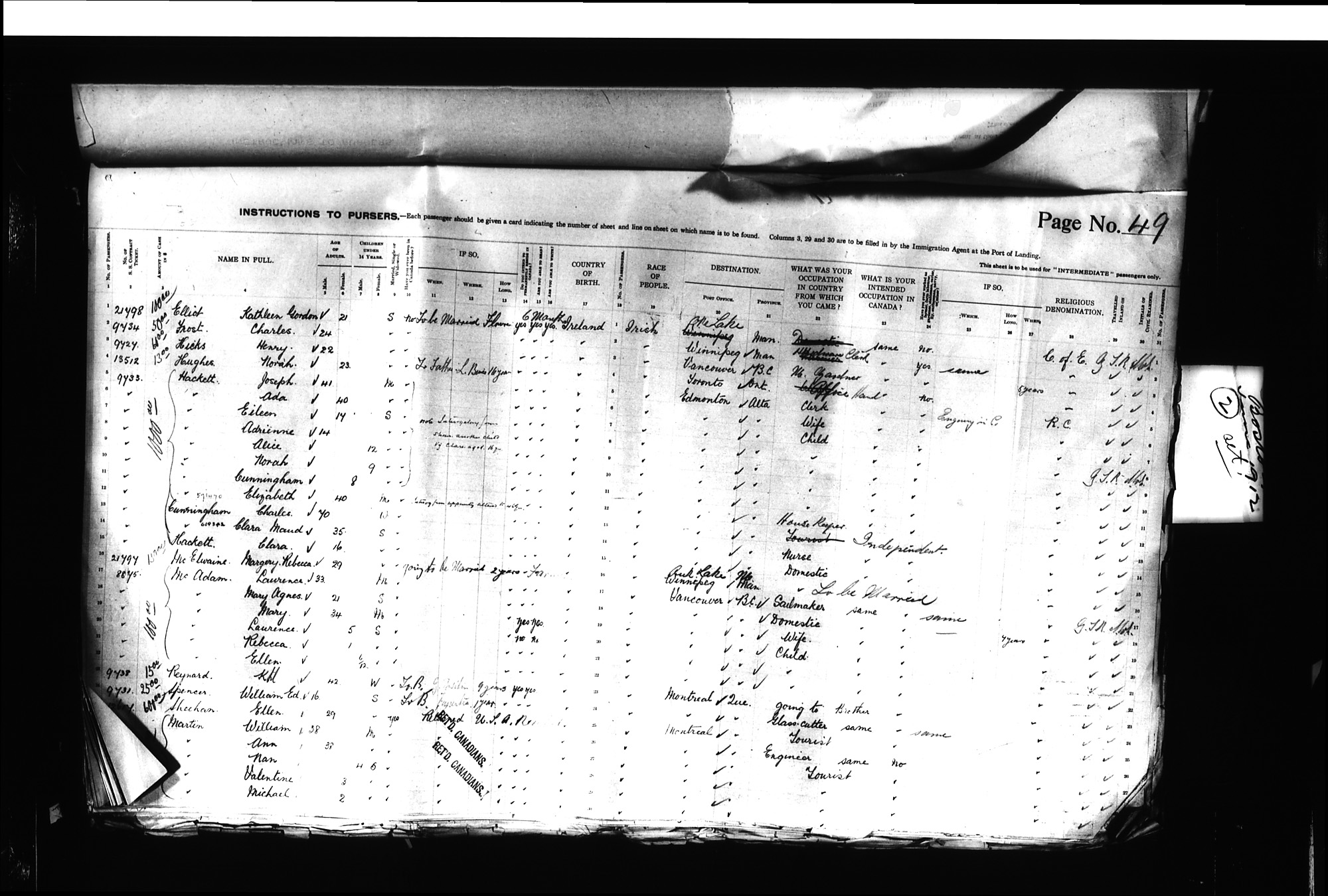 Digitized page of Passenger Lists for Image No.: CANIMM1913PLIST_0000406960-00208