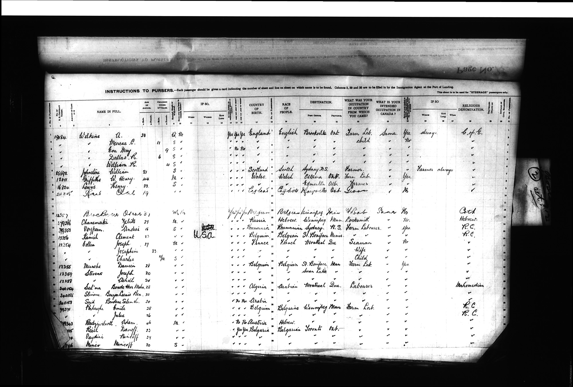 Digitized page of Passenger Lists for Image No.: CANIMM1913PLIST_0000406960-00214