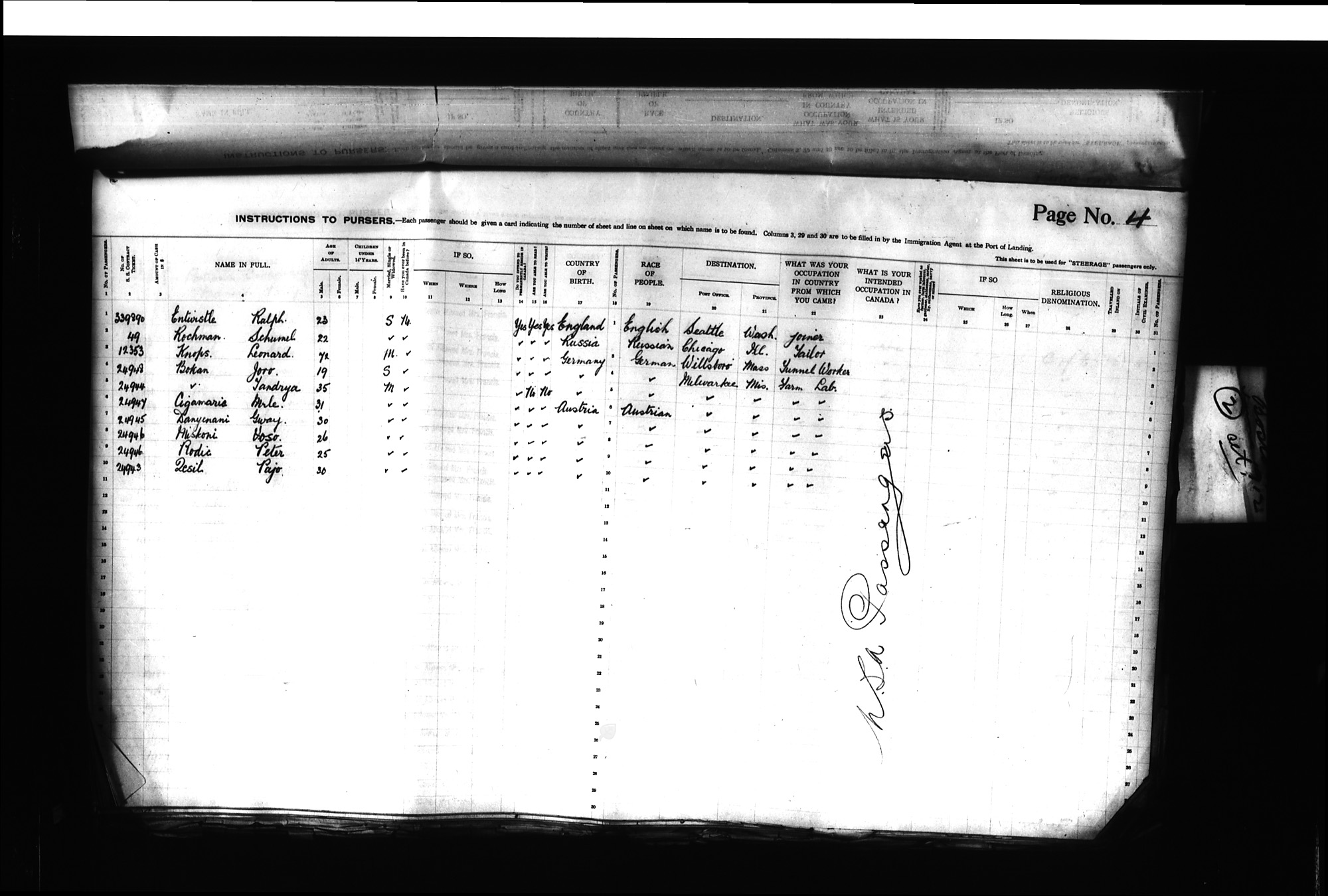 Digitized page of Passenger Lists for Image No.: CANIMM1913PLIST_0000406960-00215
