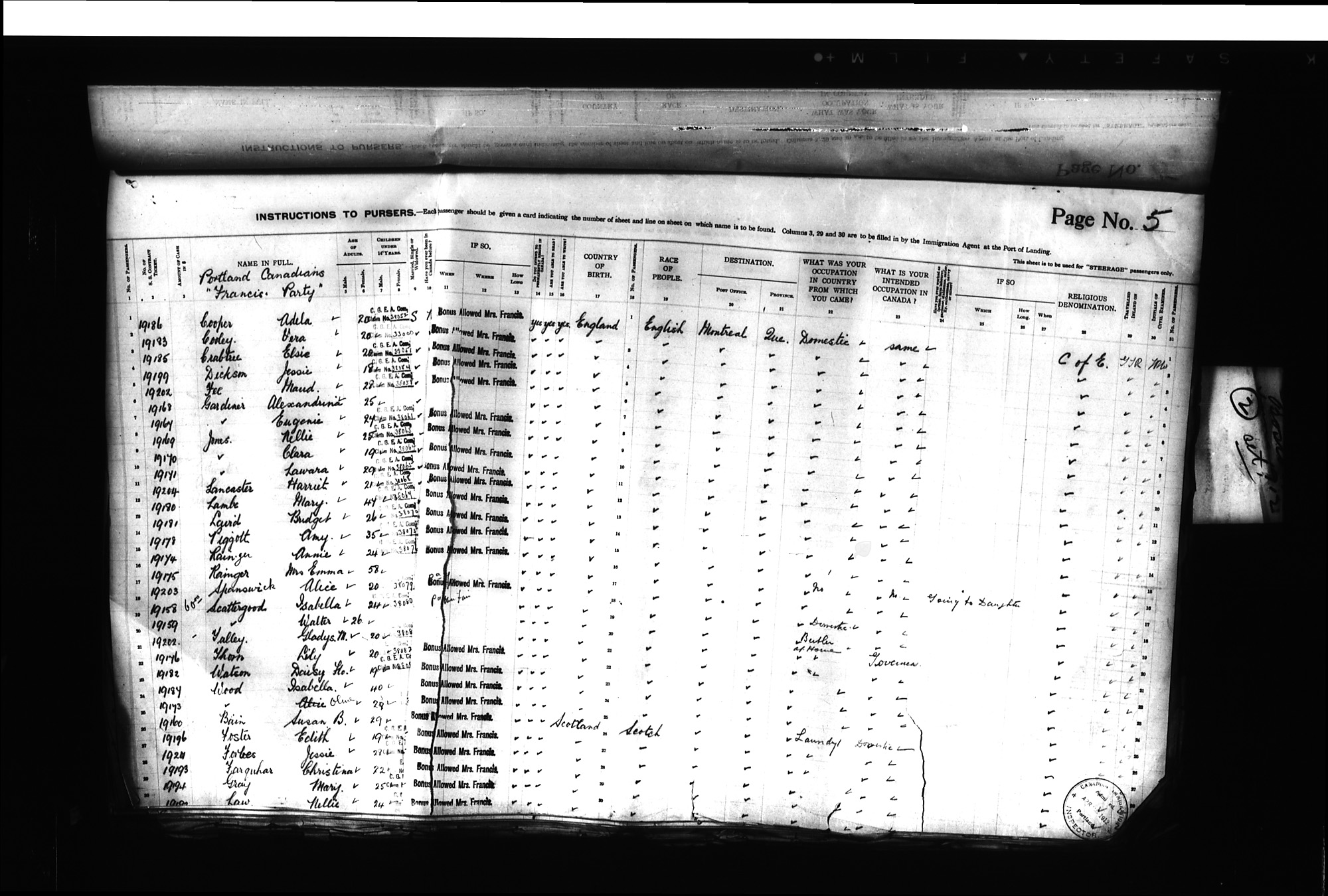 Digitized page of Passenger Lists for Image No.: CANIMM1913PLIST_0000406960-00216