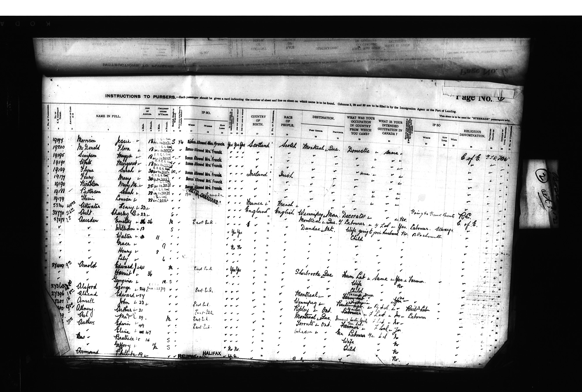 Digitized page of Passenger Lists for Image No.: CANIMM1913PLIST_0000406960-00217