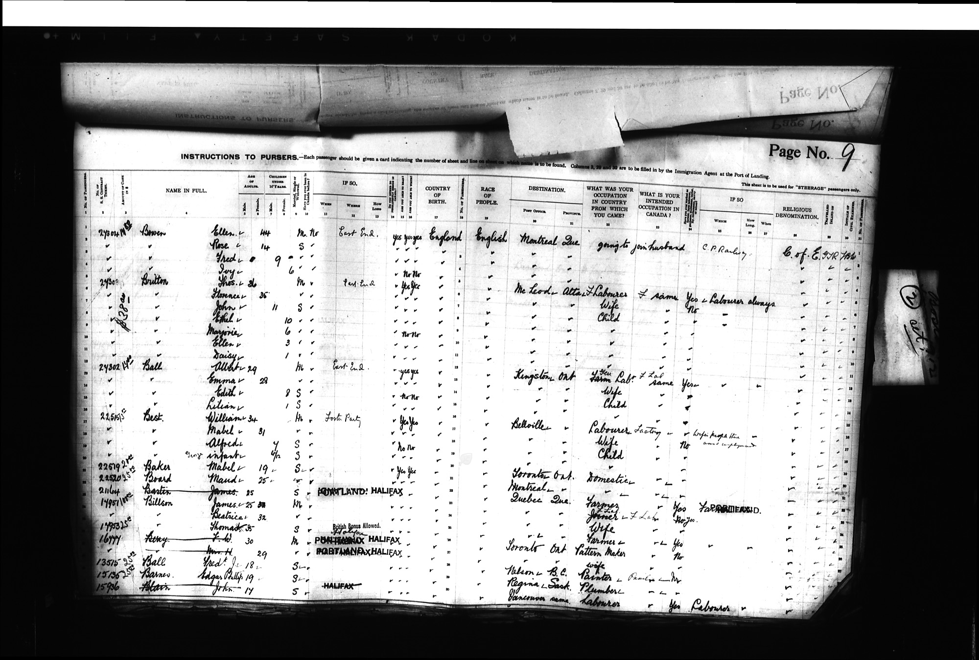 Digitized page of Passenger Lists for Image No.: CANIMM1913PLIST_0000406960-00220
