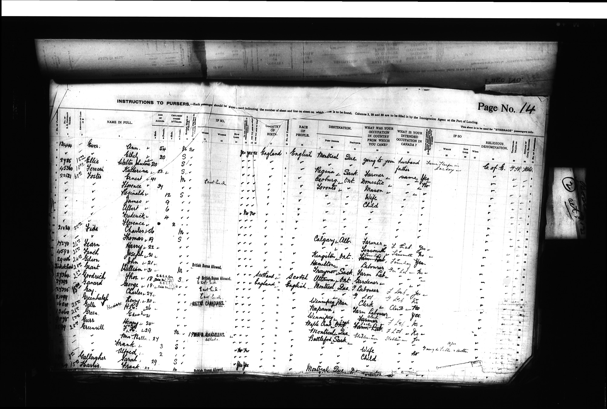 Digitized page of Passenger Lists for Image No.: CANIMM1913PLIST_0000406960-00226