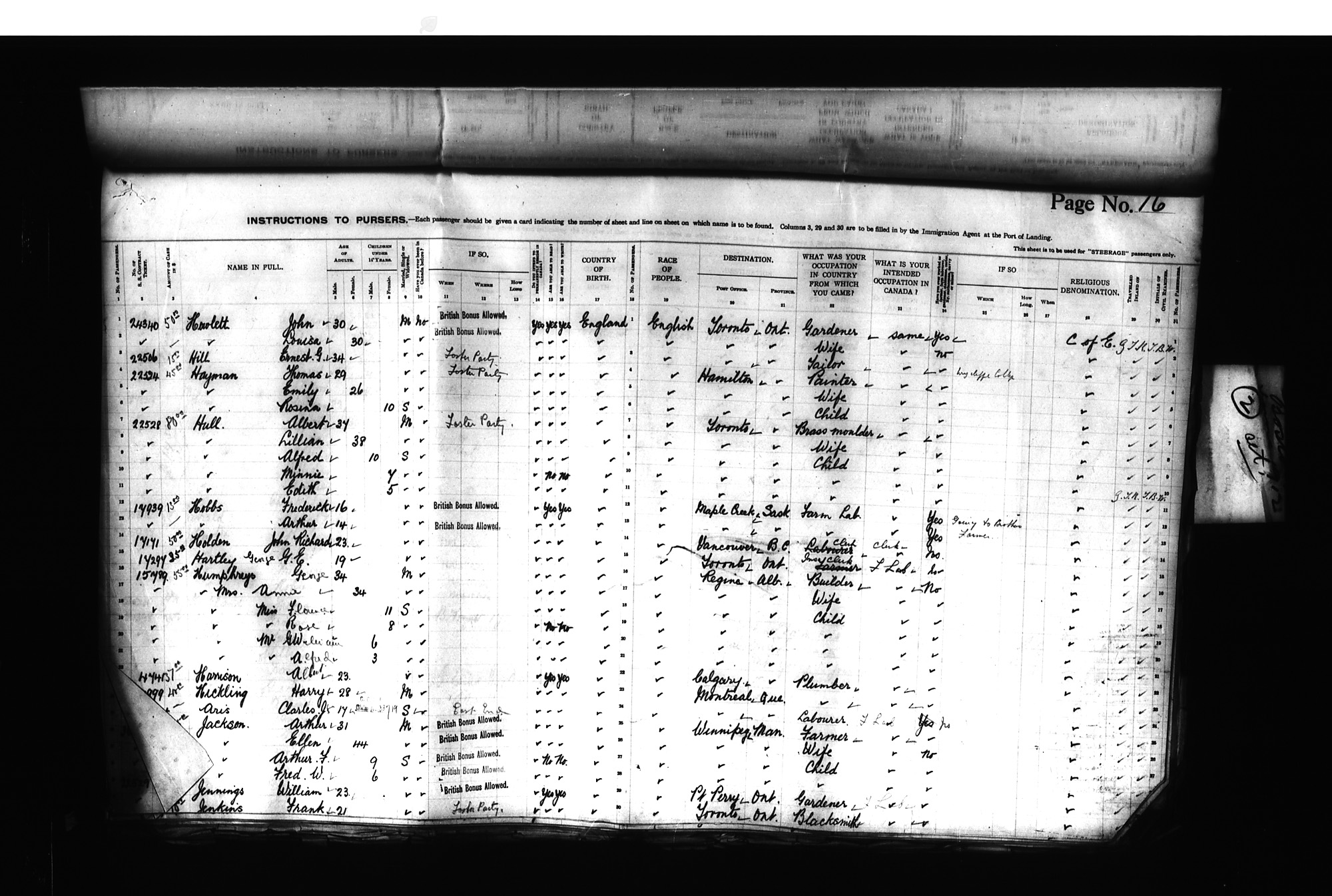 Digitized page of Passenger Lists for Image No.: CANIMM1913PLIST_0000406960-00228