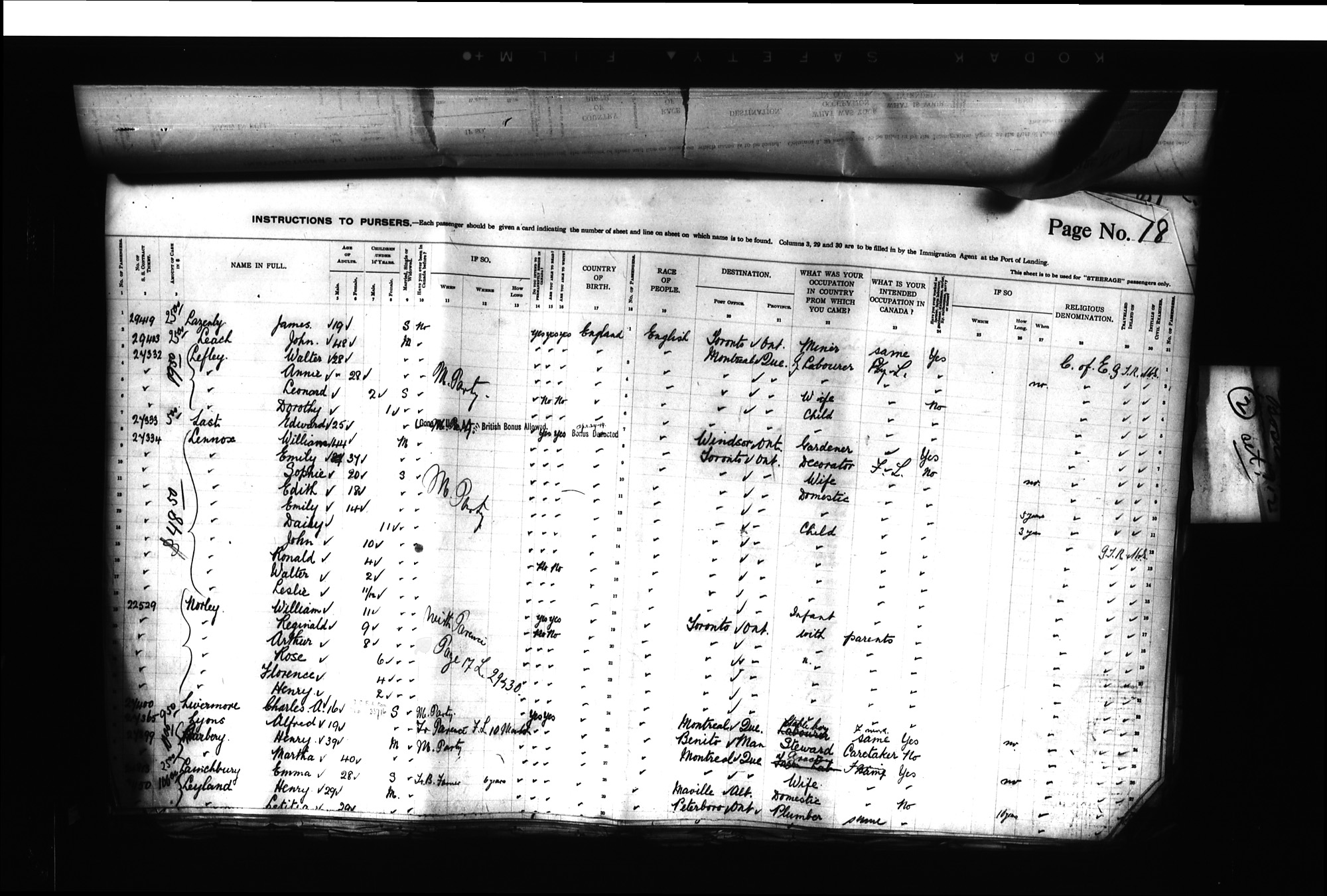 Digitized page of Passenger Lists for Image No.: CANIMM1913PLIST_0000406960-00230