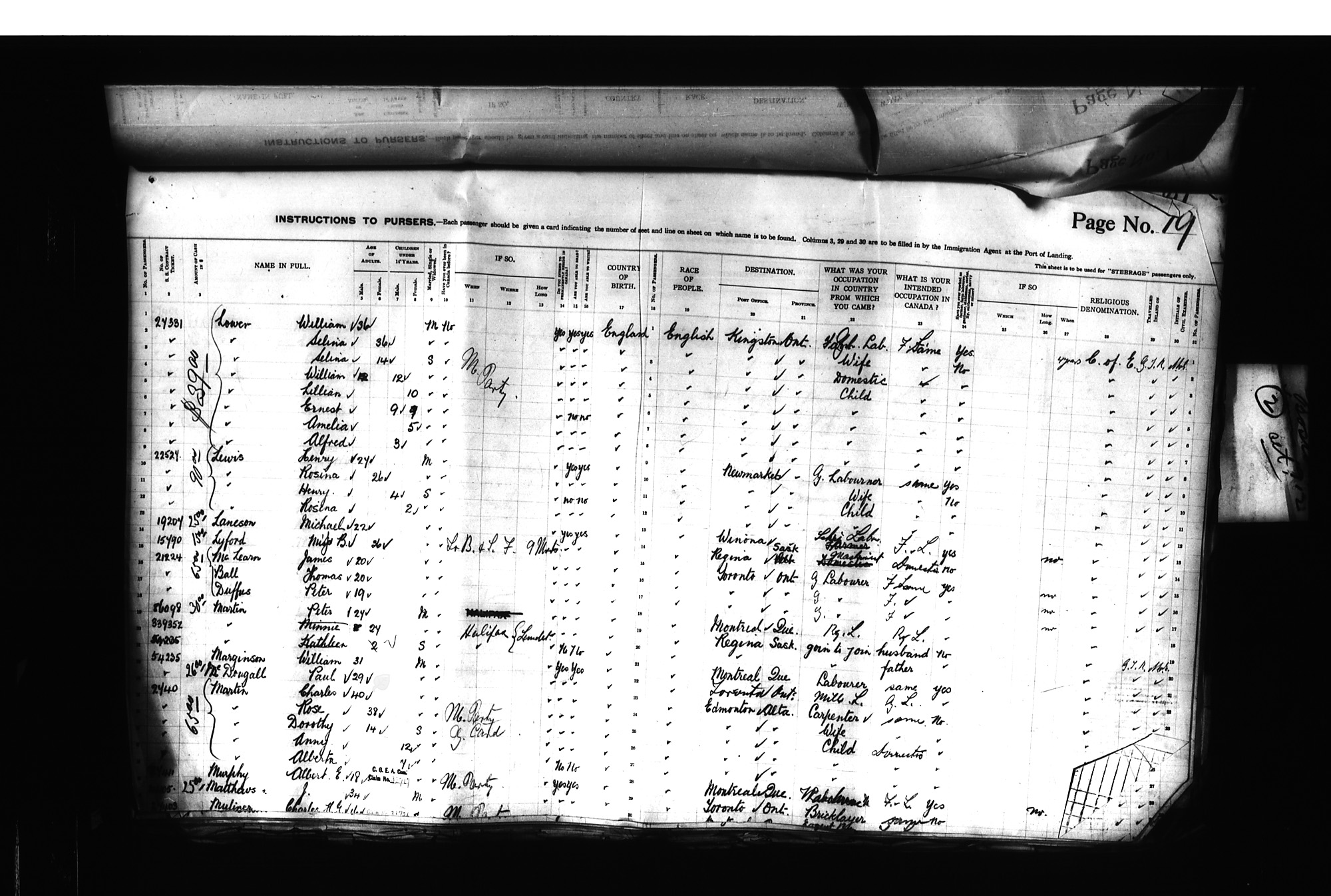 Digitized page of Passenger Lists for Image No.: CANIMM1913PLIST_0000406960-00231