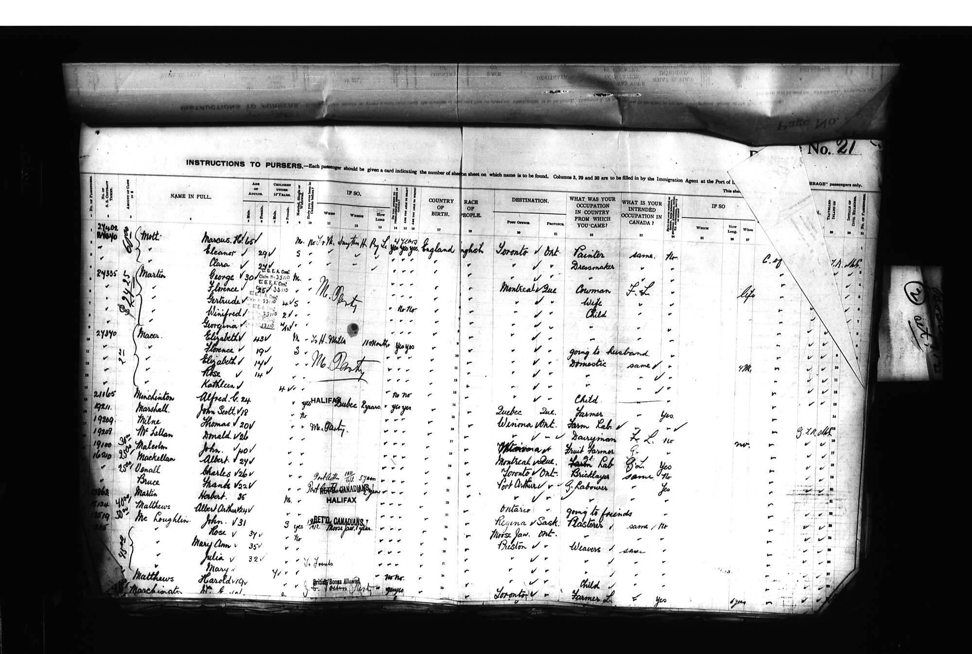 Digitized page of Passenger Lists for Image No.: CANIMM1913PLIST_0000406960-00232