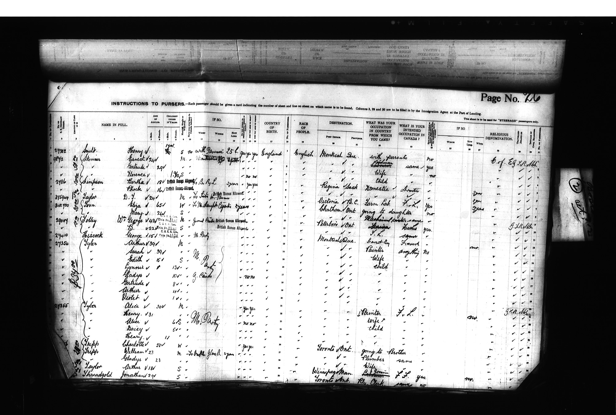 Digitized page of Passenger Lists for Image No.: CANIMM1913PLIST_0000406960-00240