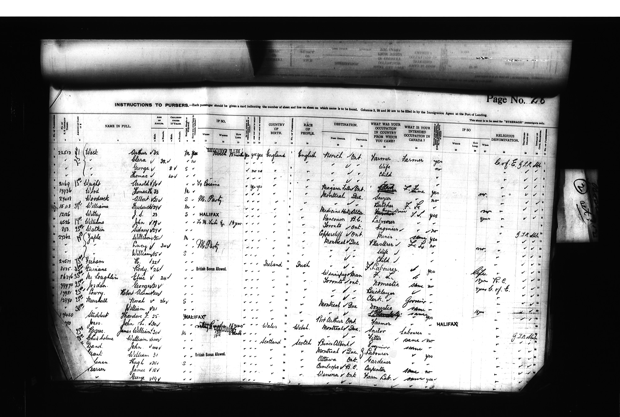 Digitized page of Passenger Lists for Image No.: CANIMM1913PLIST_0000406960-00242