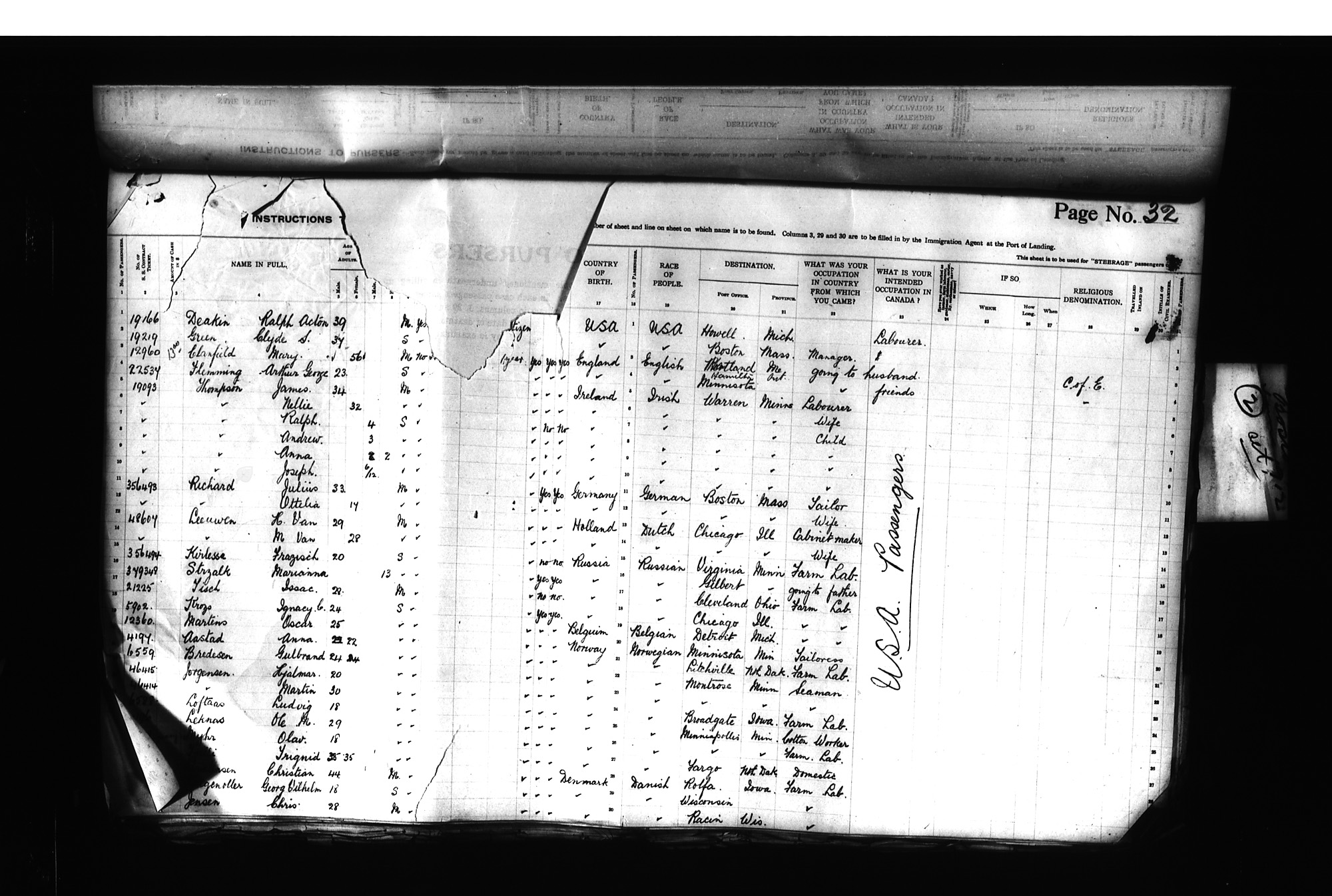 Digitized page of Passenger Lists for Image No.: CANIMM1913PLIST_0000406960-00246