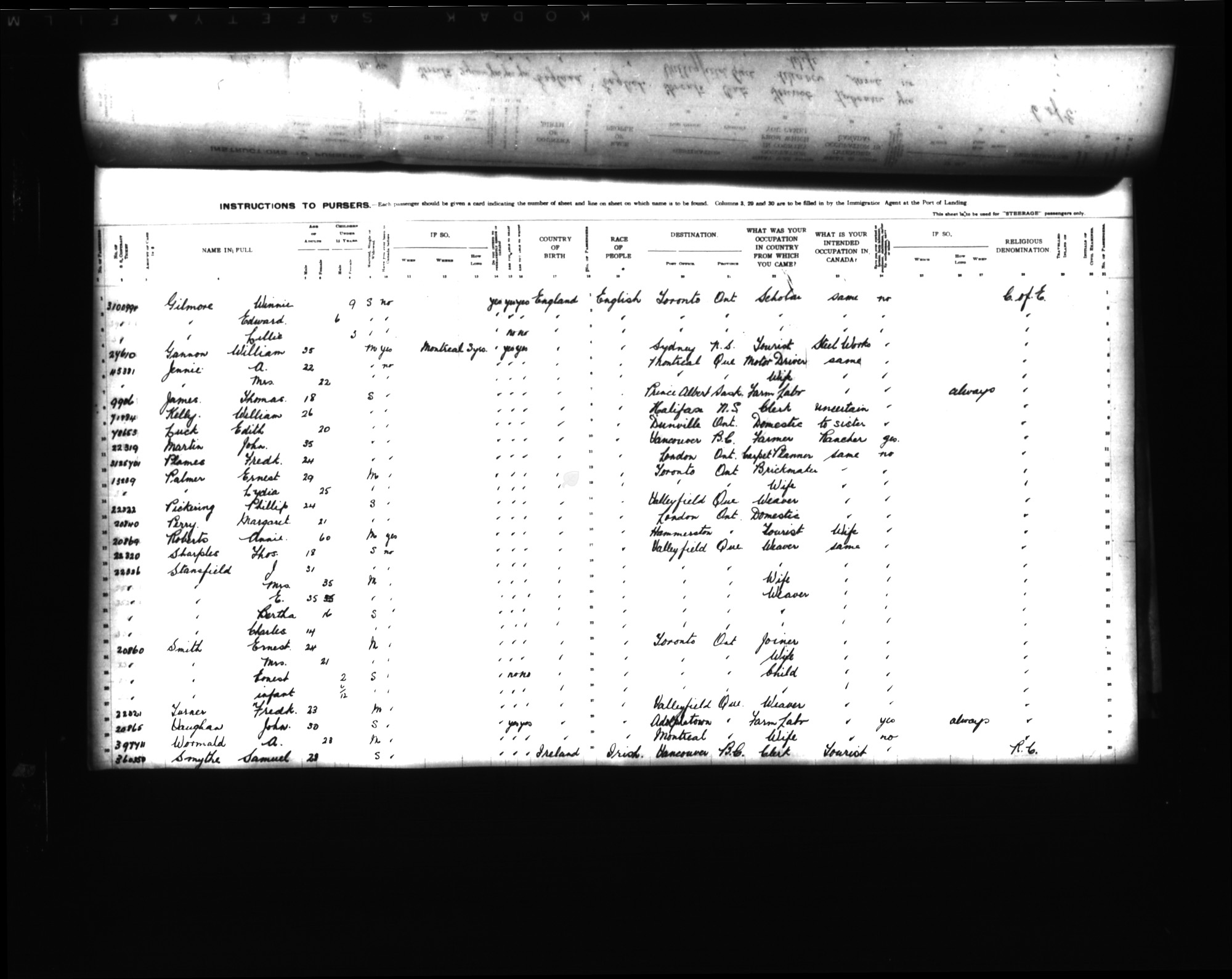 Digitized page of Passenger Lists for Image No.: CANIMM1913PLIST_0000406960-00586