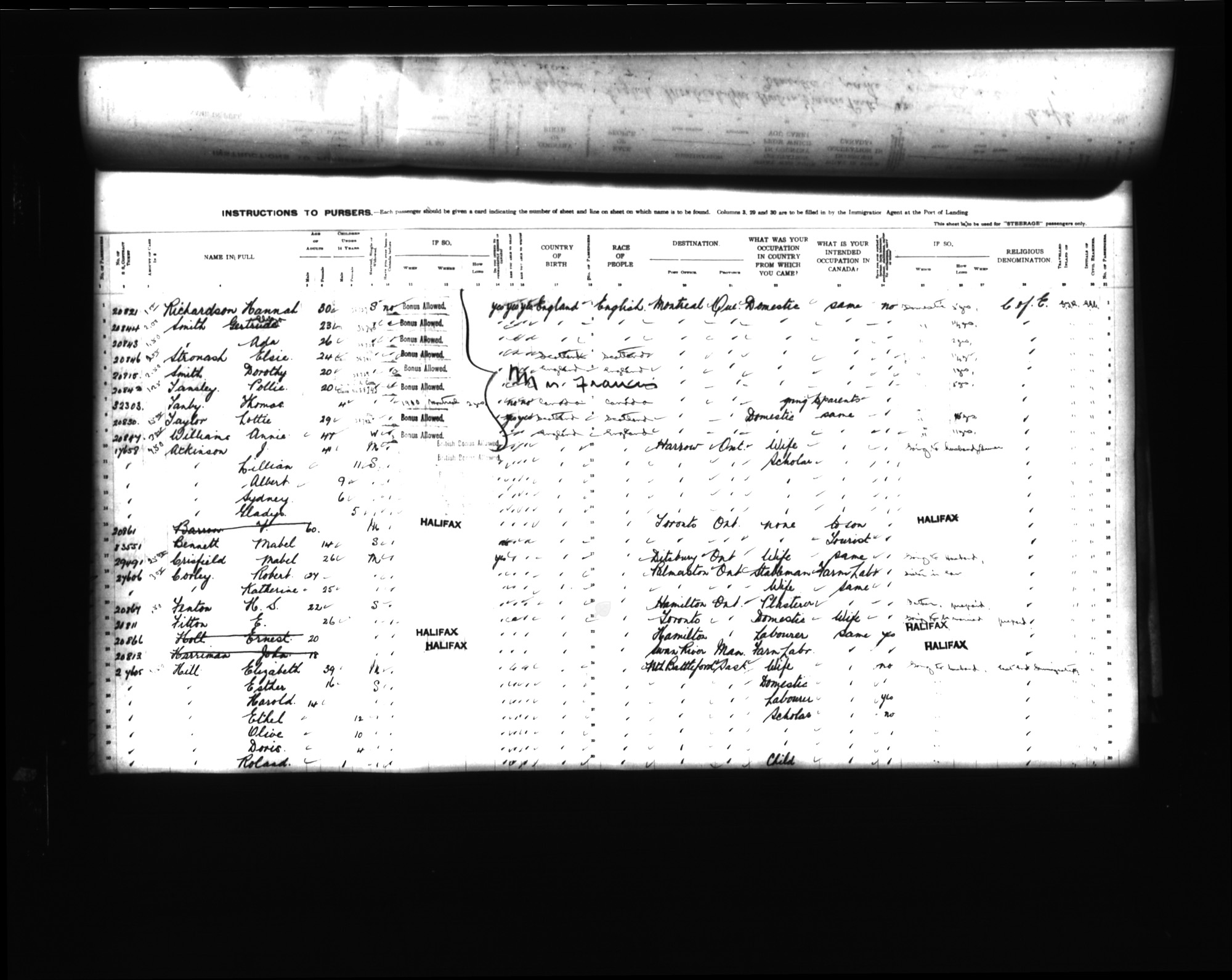 Digitized page of Passenger Lists for Image No.: CANIMM1913PLIST_0000406960-00591