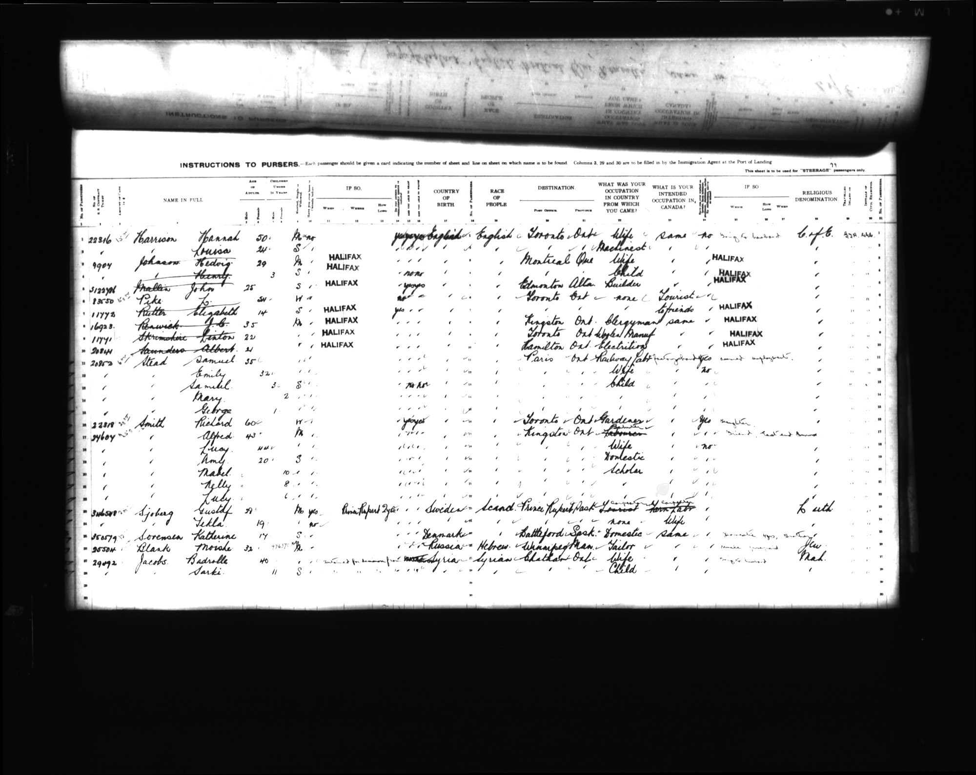 Digitized page of Passenger Lists for Image No.: CANIMM1913PLIST_0000406960-00592