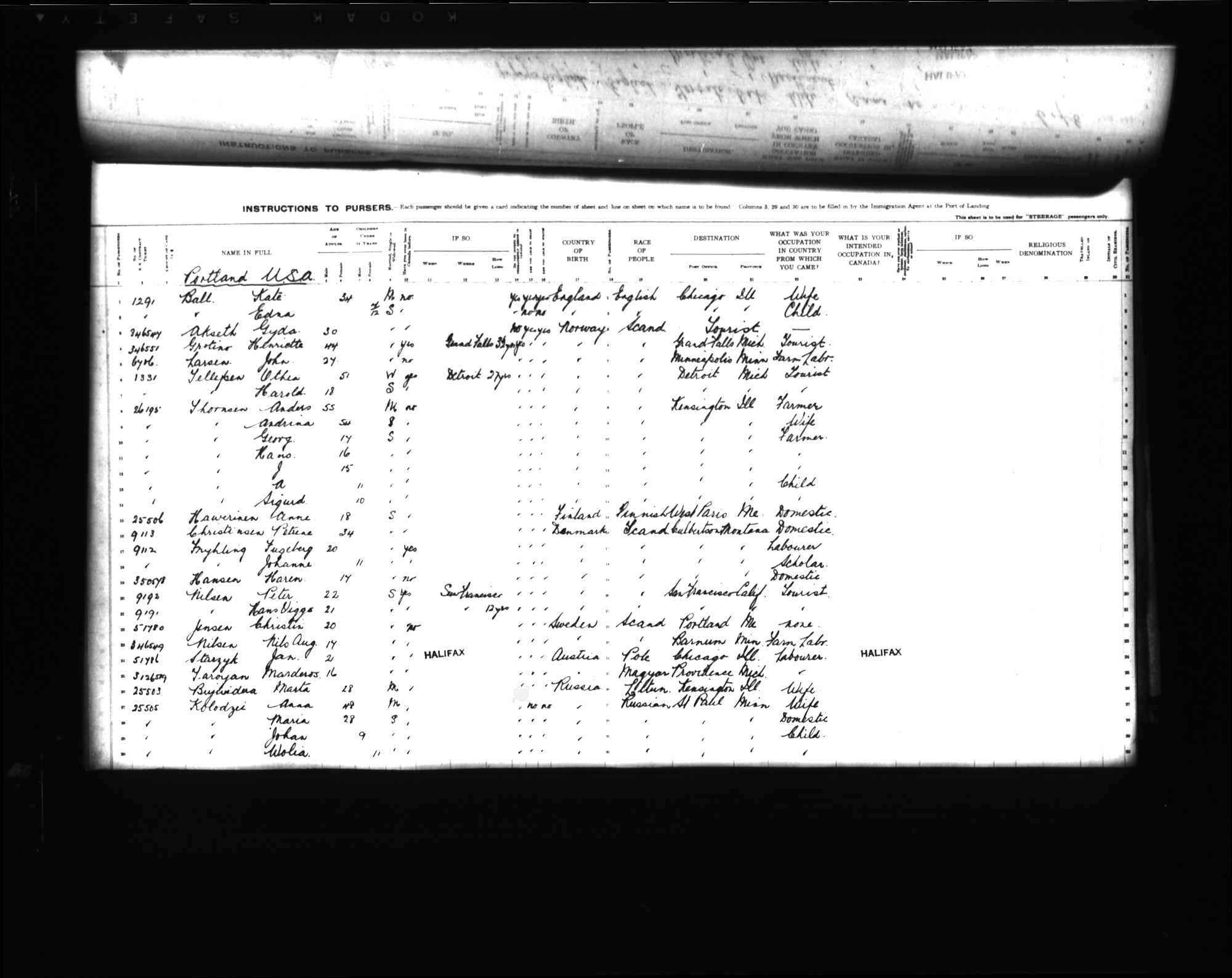 Digitized page of Passenger Lists for Image No.: CANIMM1913PLIST_0000406960-00593