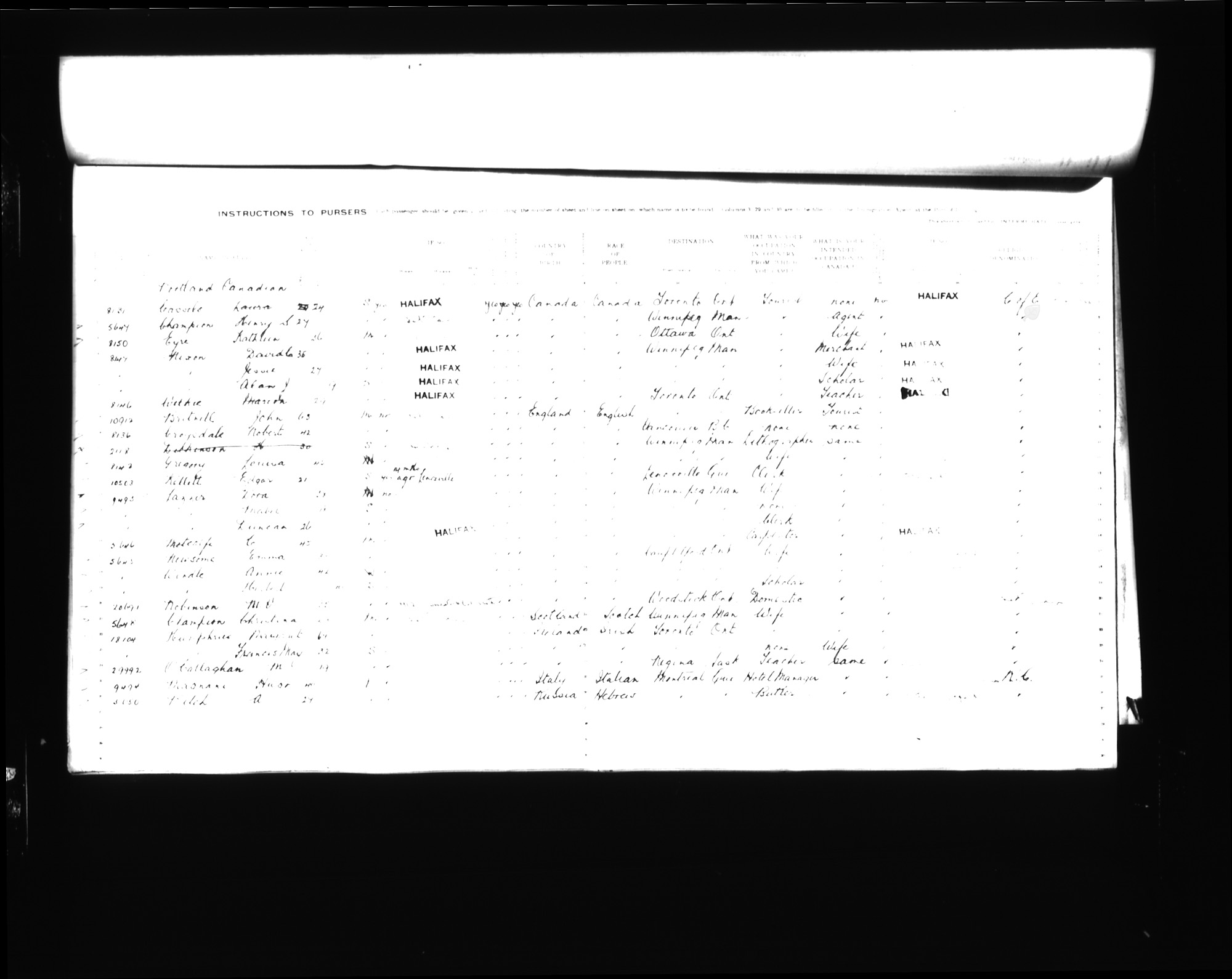 Digitized page of Passenger Lists for Image No.: CANIMM1913PLIST_0000406960-00598