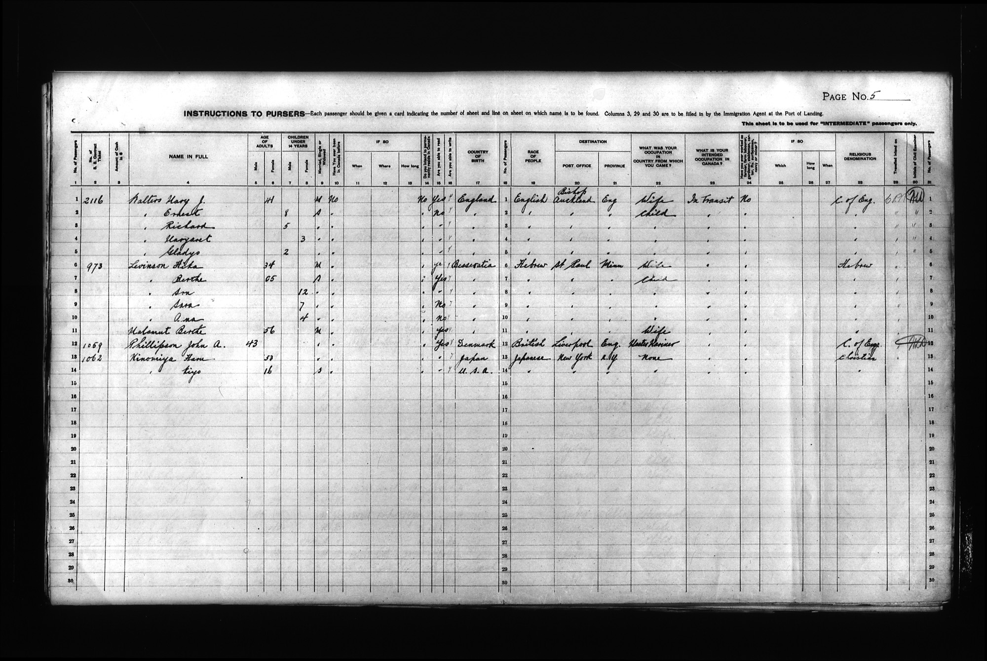 Digitized page of Passenger Lists for Image No.: CANIMM1913PLIST_0000408296-00254