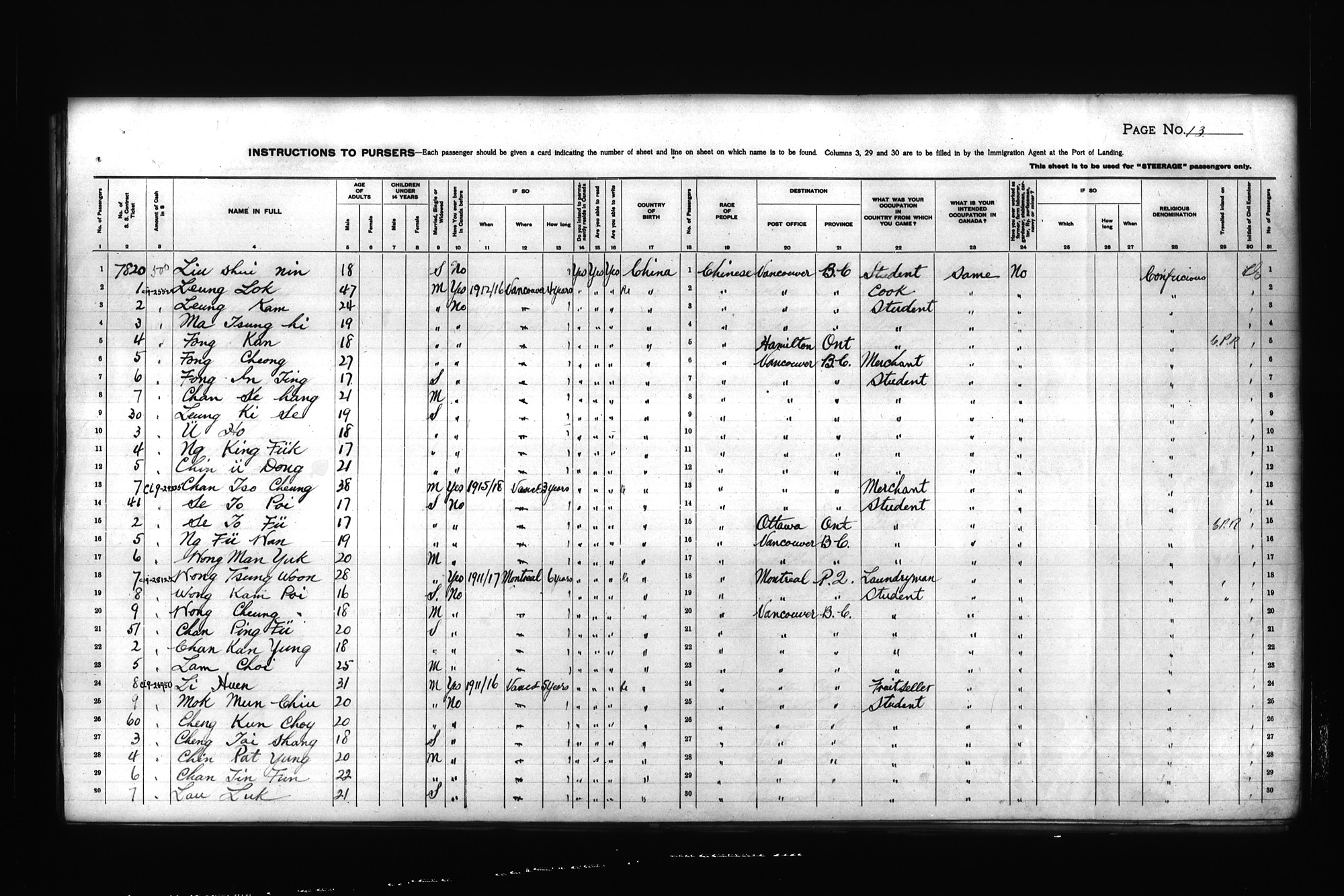 Digitized page of Passenger Lists for Image No.: CANIMM1913PLIST_0000408296-00262