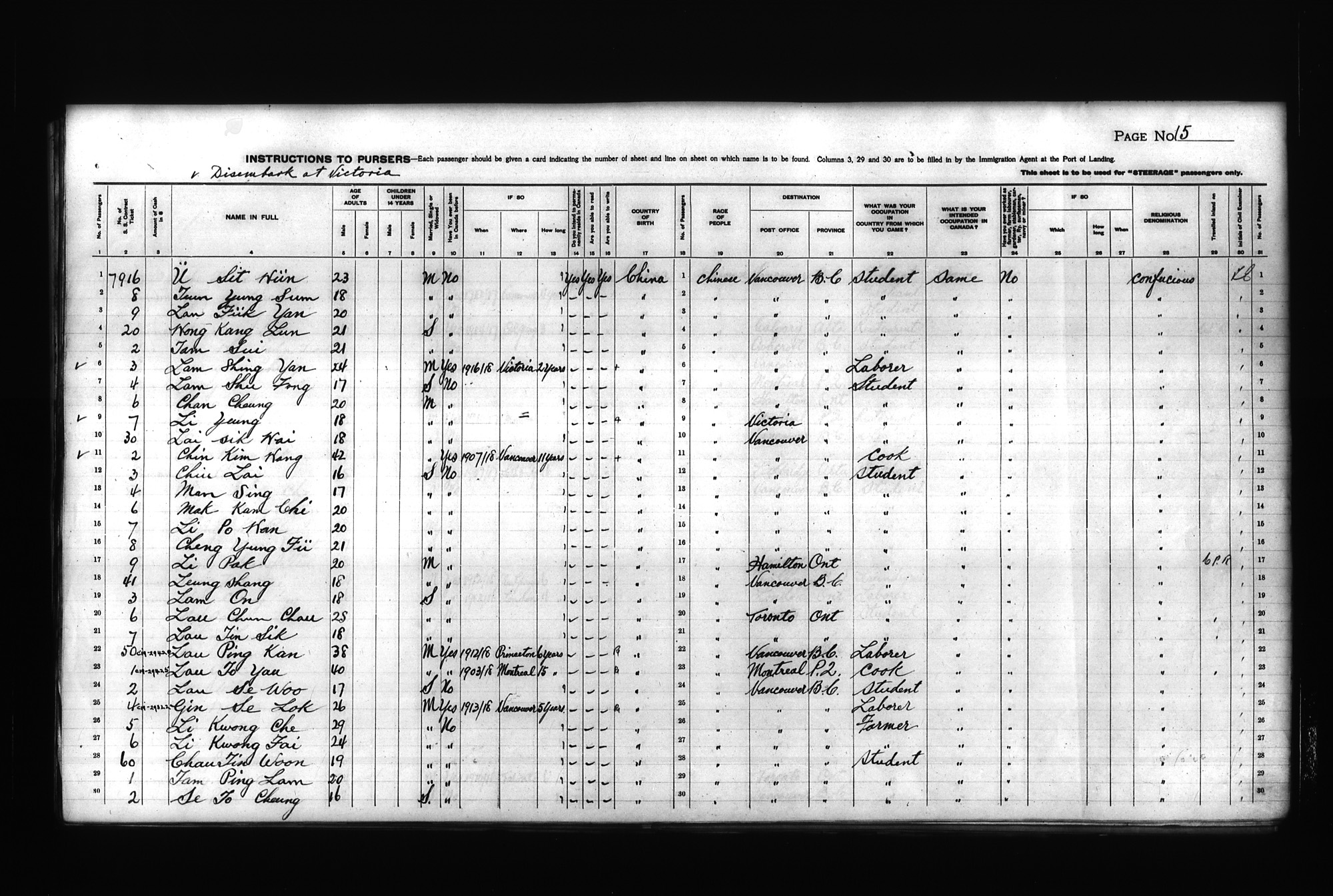 Digitized page of Passenger Lists for Image No.: CANIMM1913PLIST_0000408296-00264