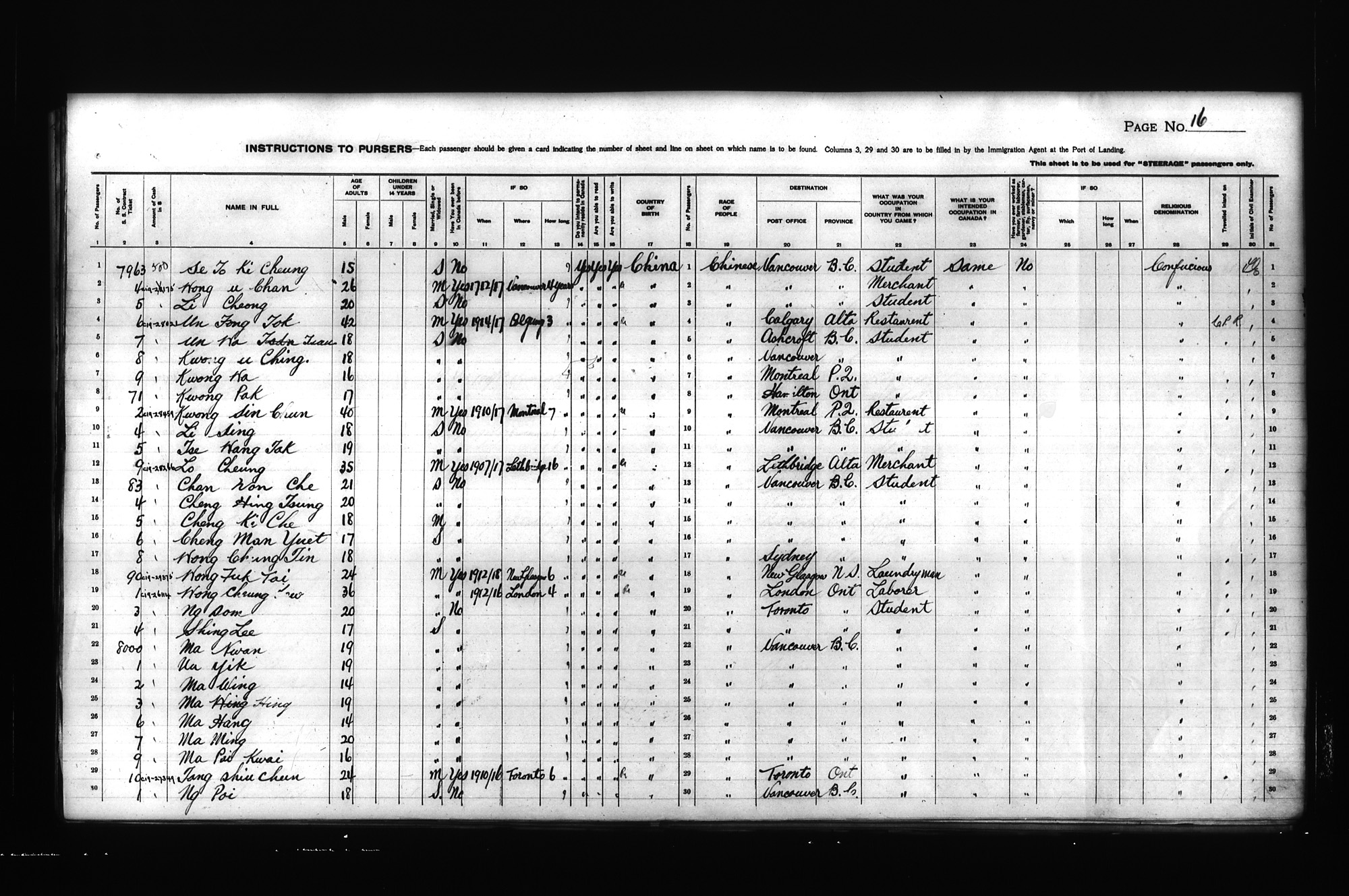 Digitized page of Passenger Lists for Image No.: CANIMM1913PLIST_0000408296-00265