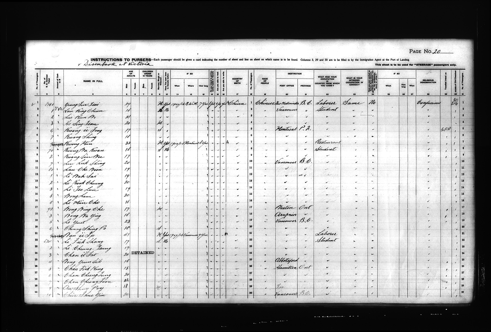 Digitized page of Passenger Lists for Image No.: CANIMM1913PLIST_0000408296-00269