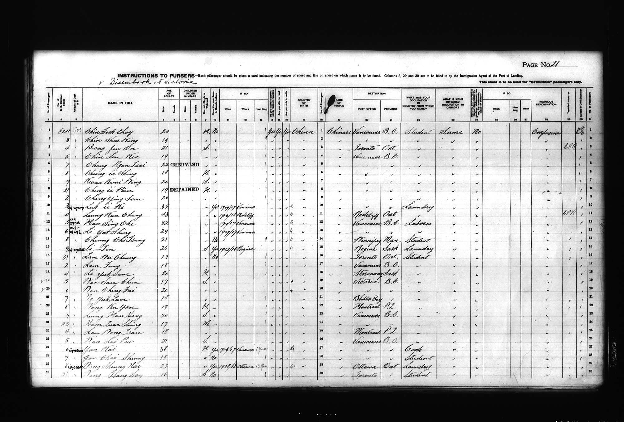Digitized page of Passenger Lists for Image No.: CANIMM1913PLIST_0000408296-00270