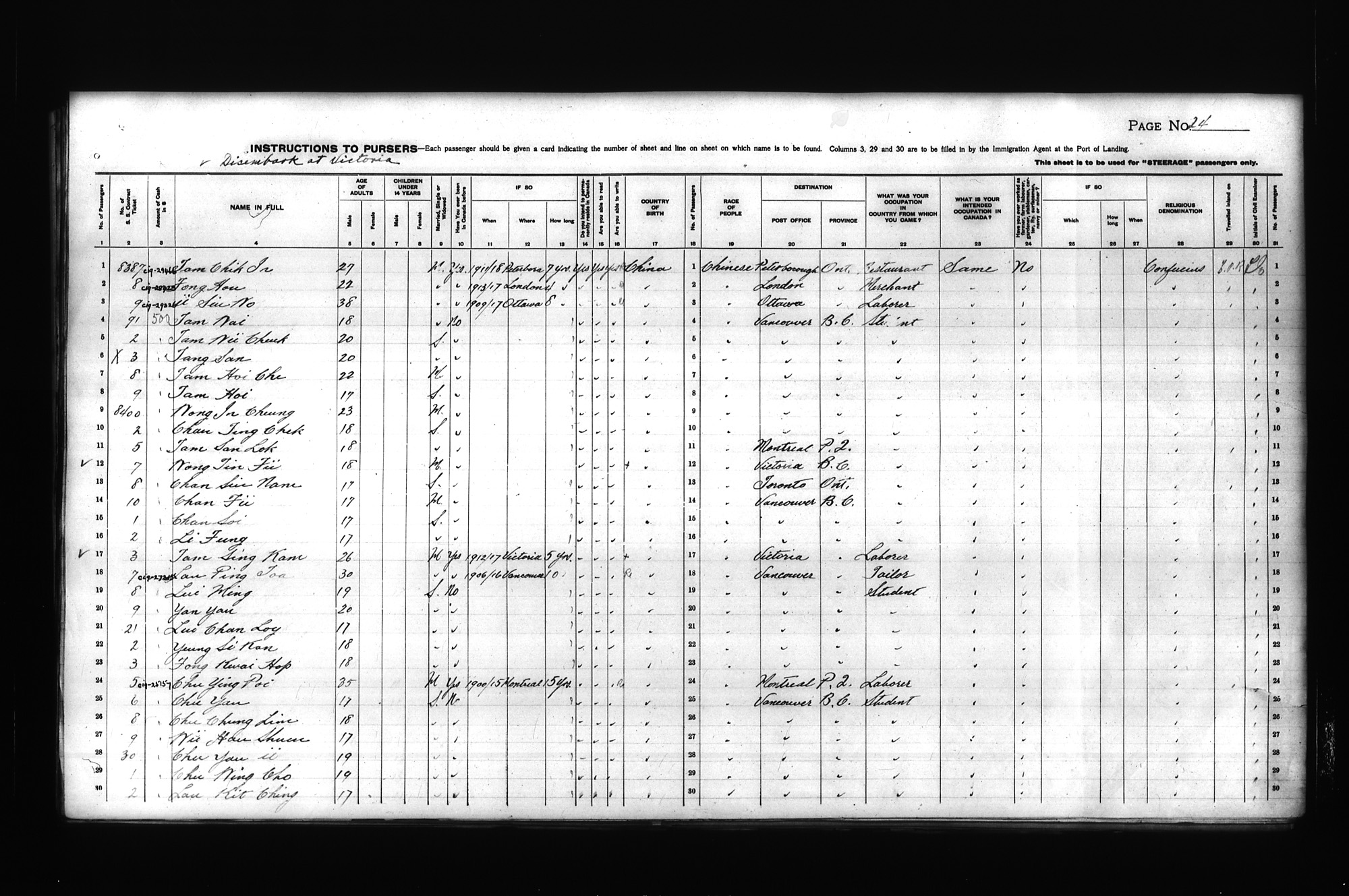 Digitized page of Passenger Lists for Image No.: CANIMM1913PLIST_0000408296-00273