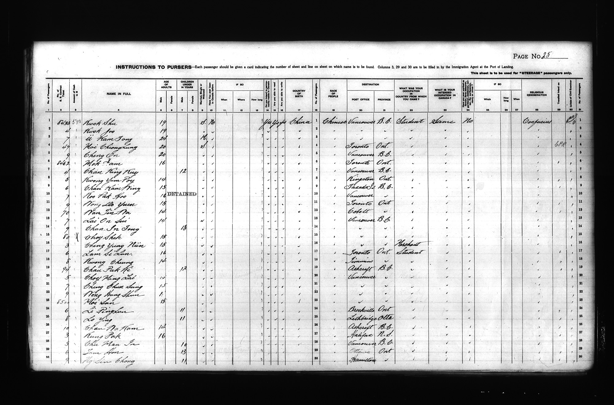 Digitized page of Passenger Lists for Image No.: CANIMM1913PLIST_0000408296-00274