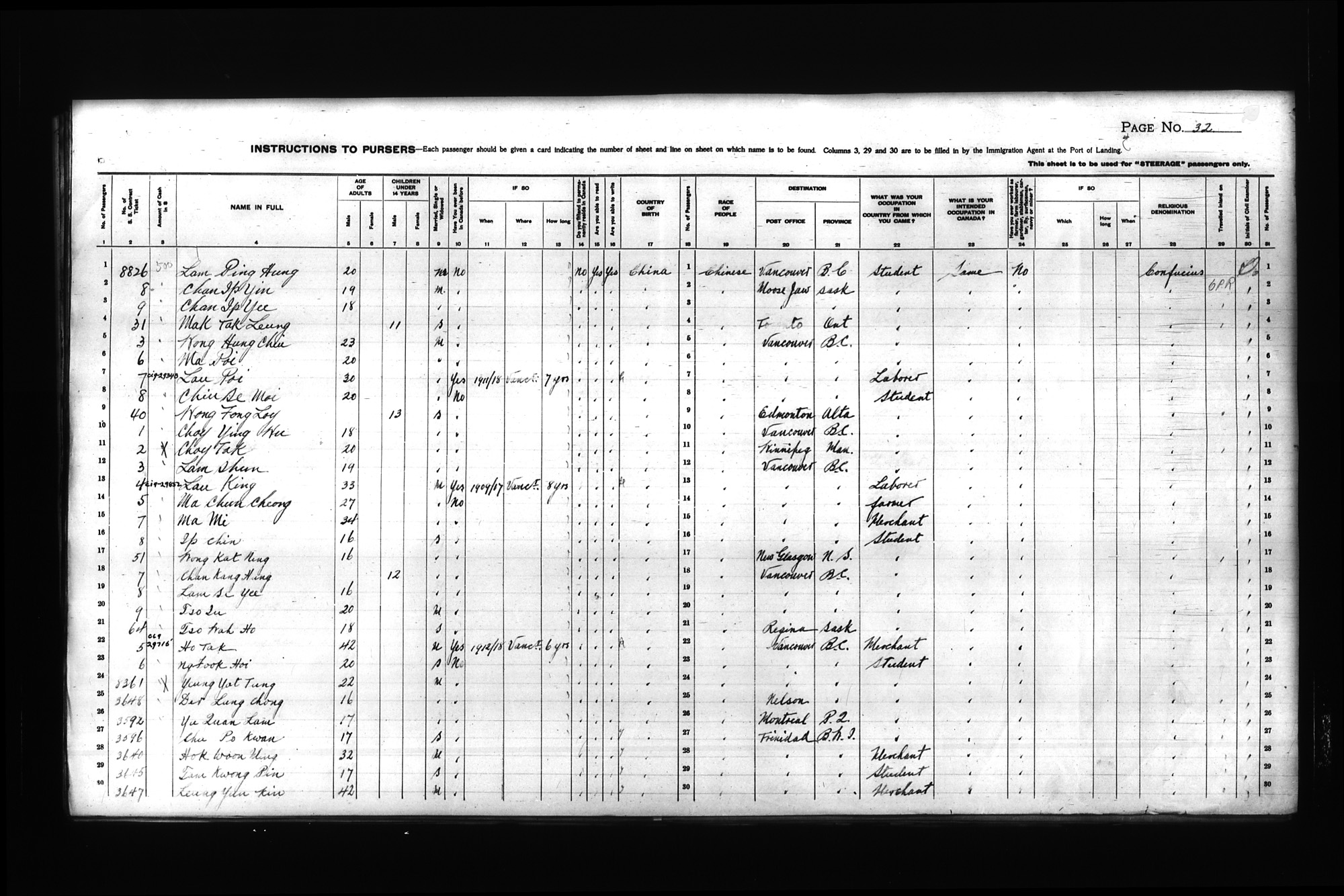 Digitized page of Passenger Lists for Image No.: CANIMM1913PLIST_0000408296-00281