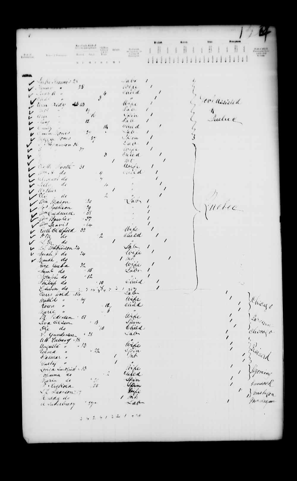 Digitized page of Passenger Lists for Image No.: e003541215