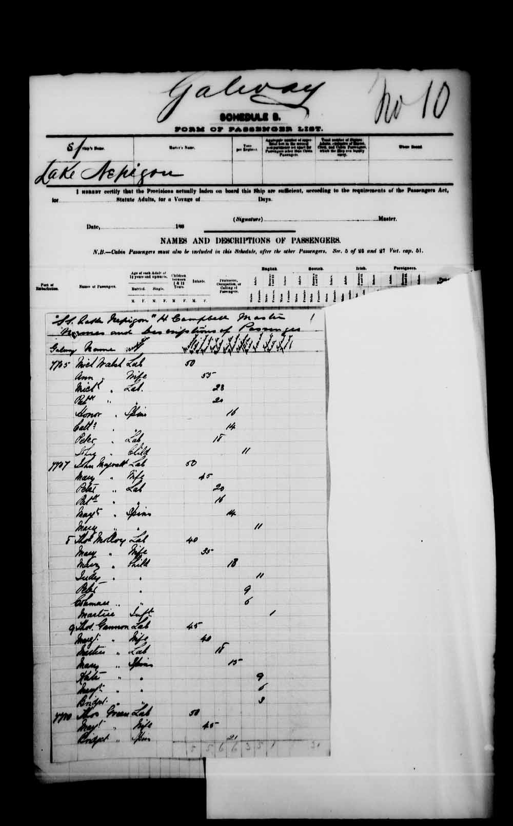 Digitized page of Passenger Lists for Image No.: e003541456