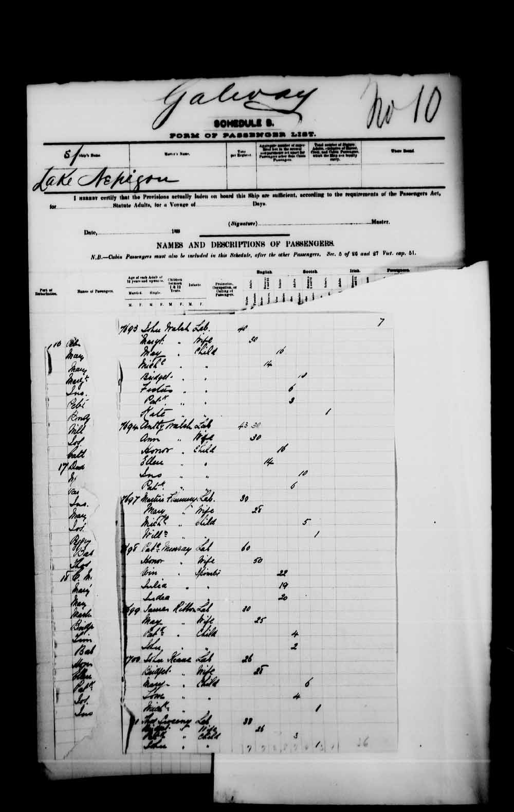 Digitized page of Passenger Lists for Image No.: e003541463