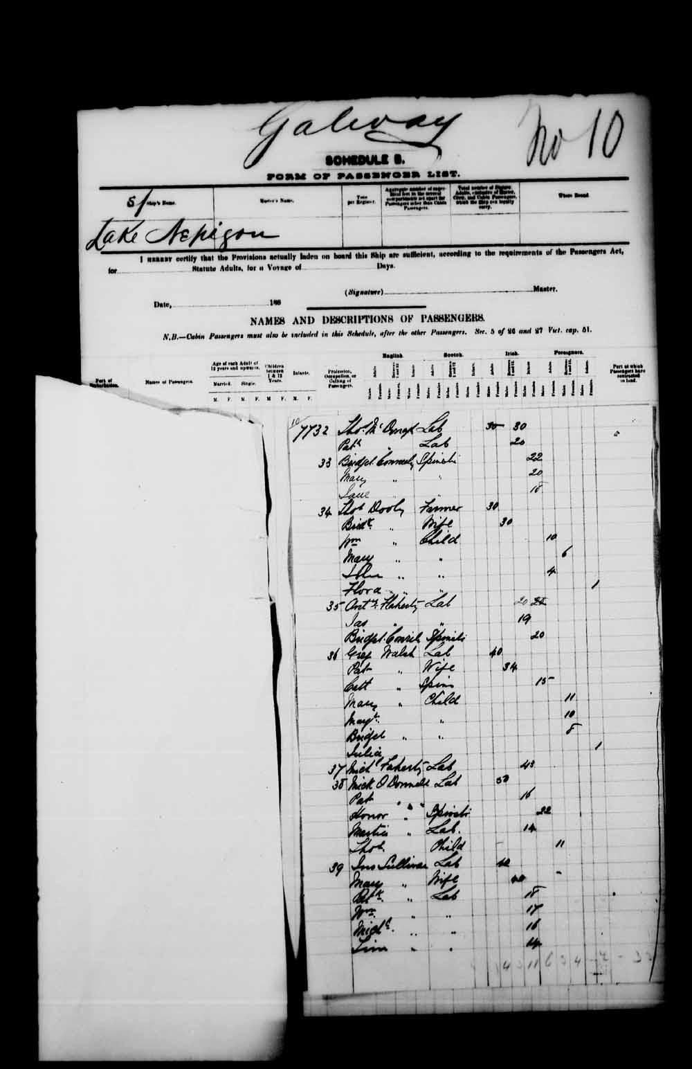 Digitized page of Passenger Lists for Image No.: e003541466