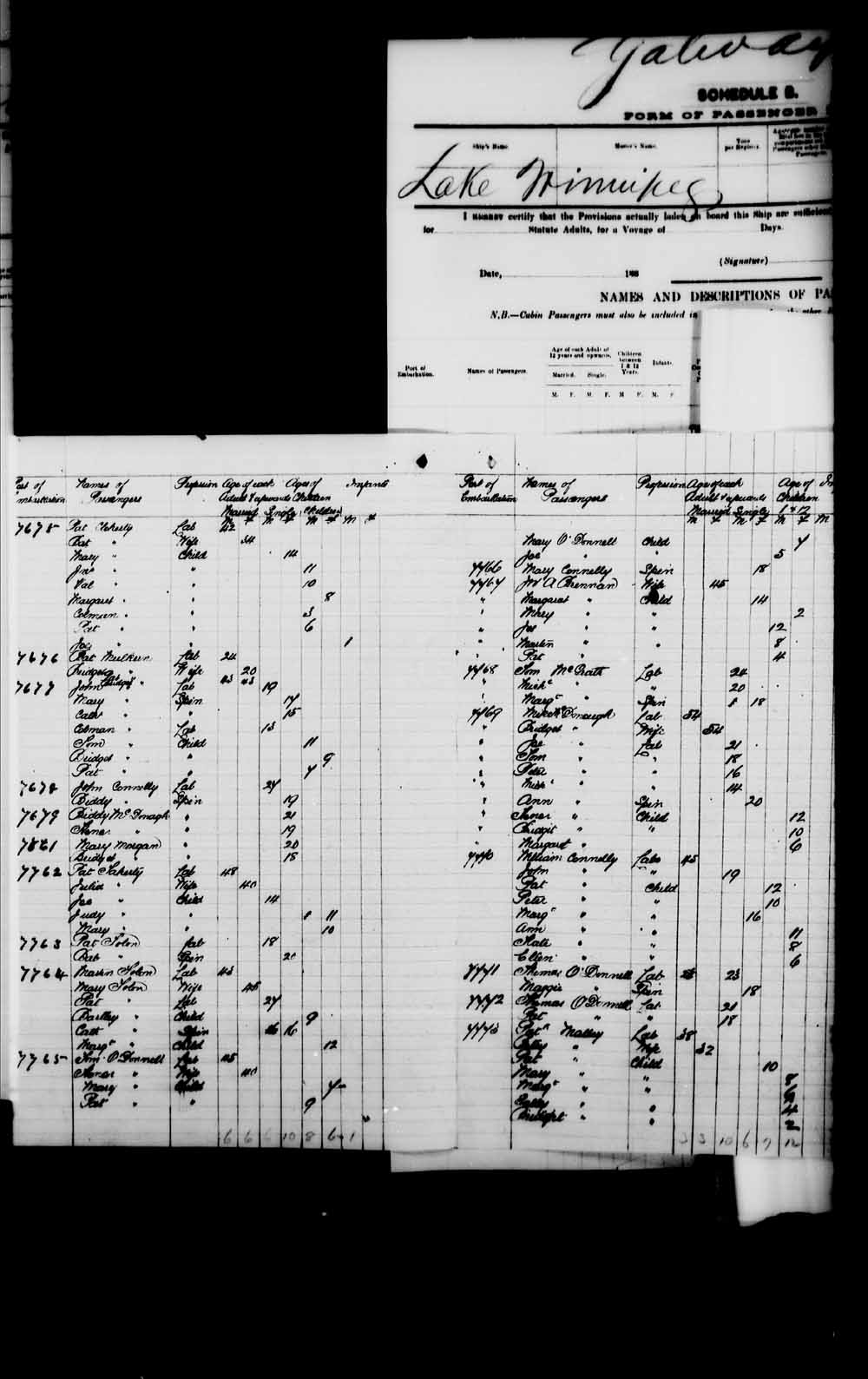 Digitized page of Passenger Lists for Image No.: e003541623
