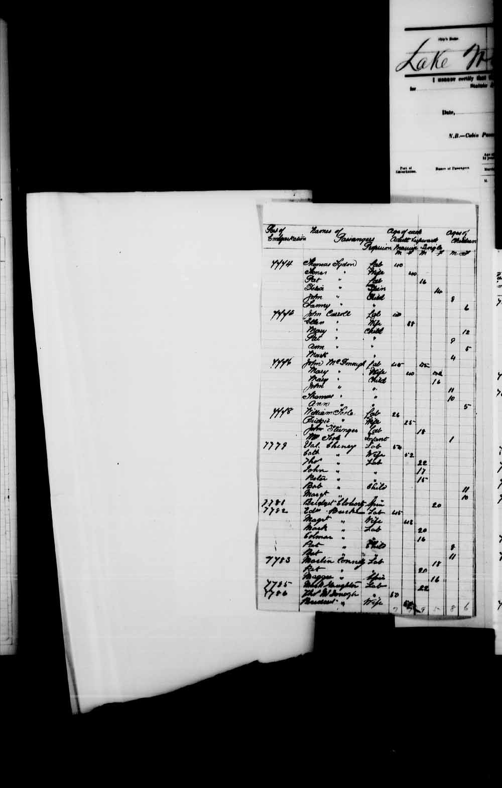 Digitized page of Passenger Lists for Image No.: e003541624