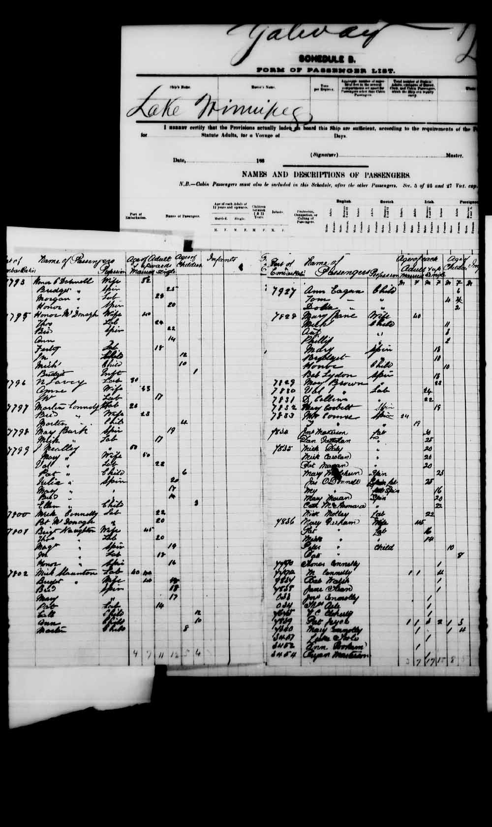 Digitized page of Passenger Lists for Image No.: e003541626