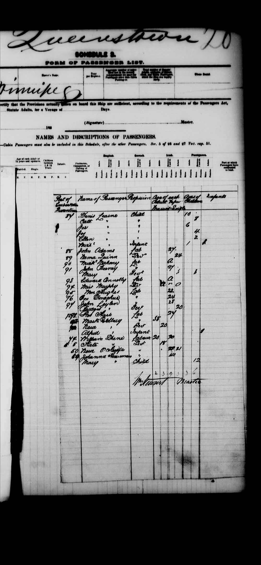 Digitized page of Passenger Lists for Image No.: e003541633