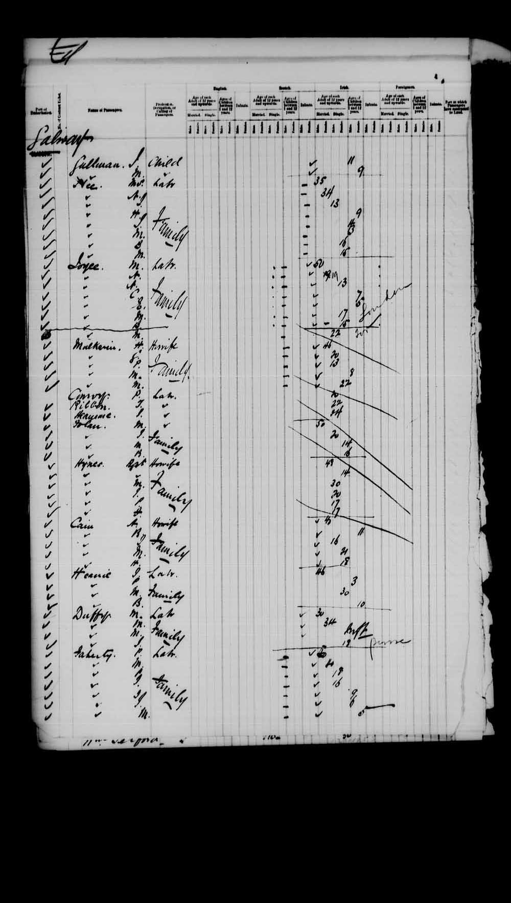 Digitized page of Passenger Lists for Image No.: e003542675
