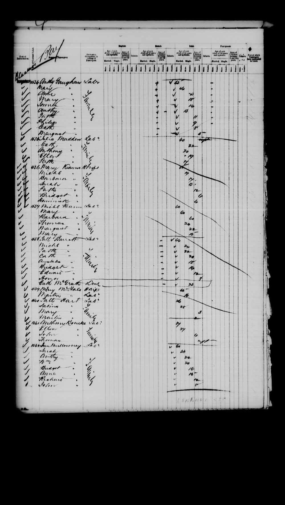 Digitized page of Passenger Lists for Image No.: e003542681