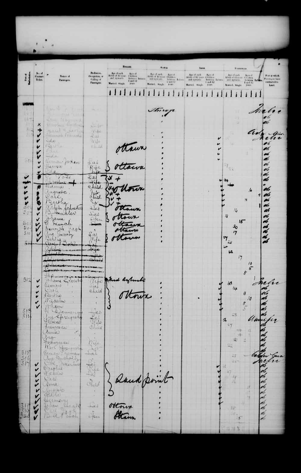 Digitized page of Passenger Lists for Image No.: e003542778