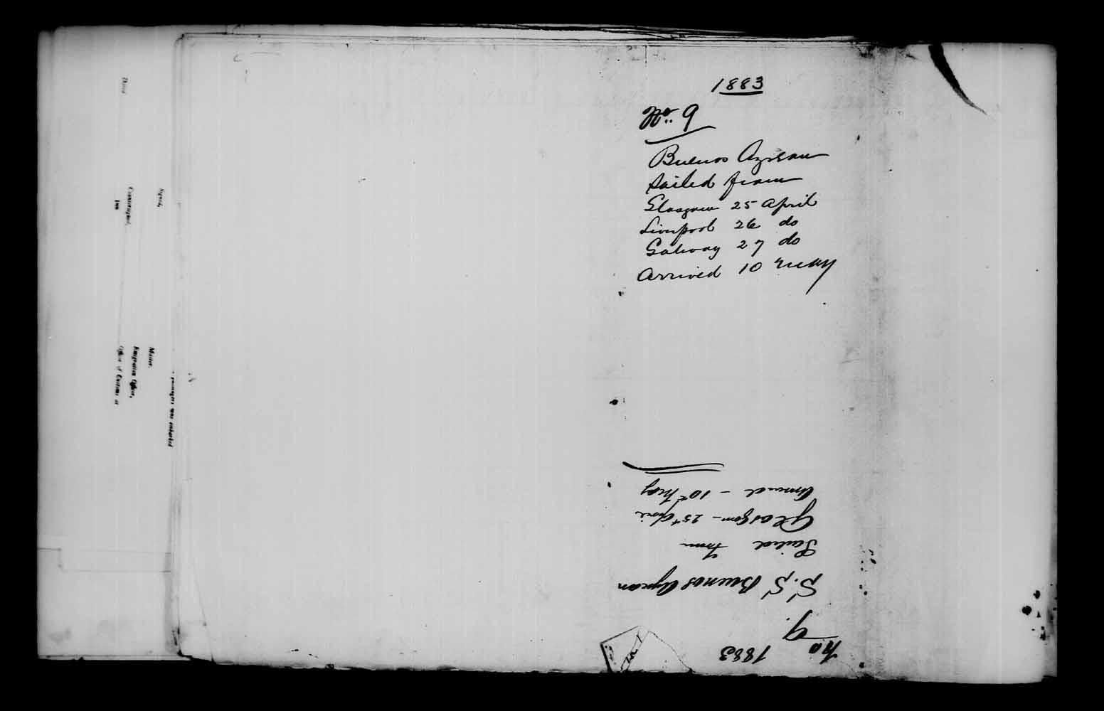 Digitized page of Passenger Lists for Image No.: e003542781