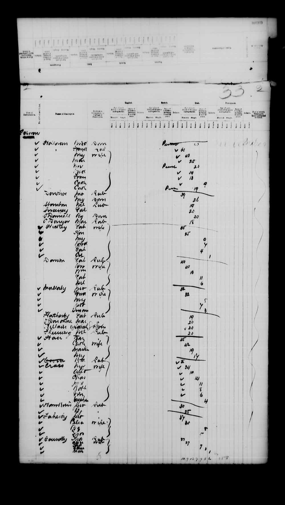 Digitized page of Passenger Lists for Image No.: e003543101