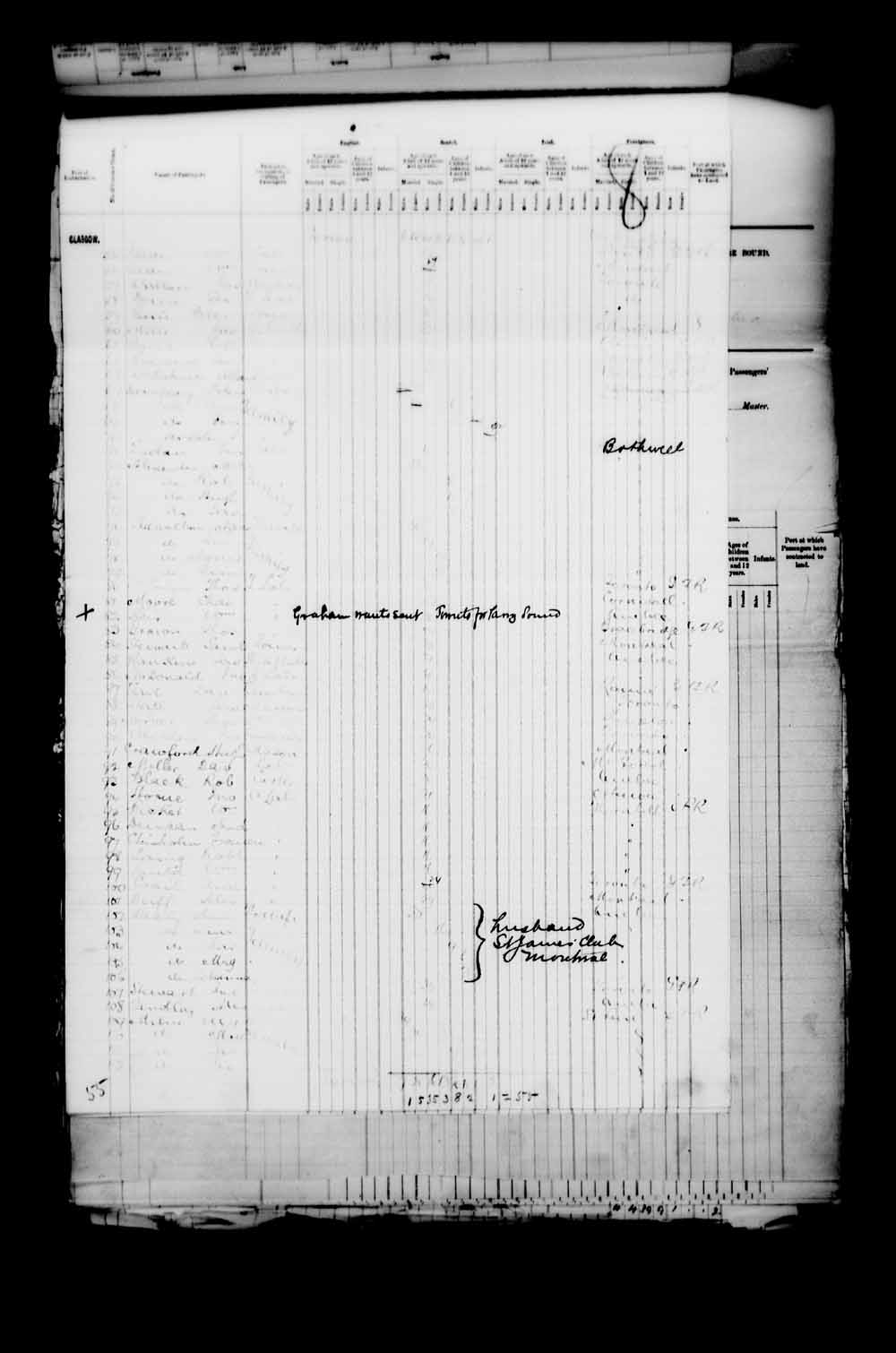 Digitized page of Passenger Lists for Image No.: e003546730