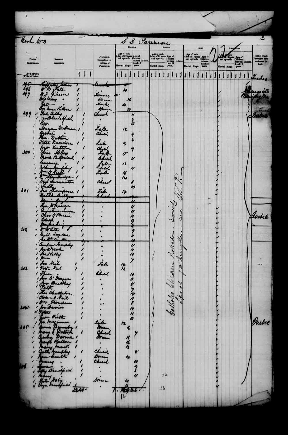 Digitized page of Passenger Lists for Image No.: e003549678