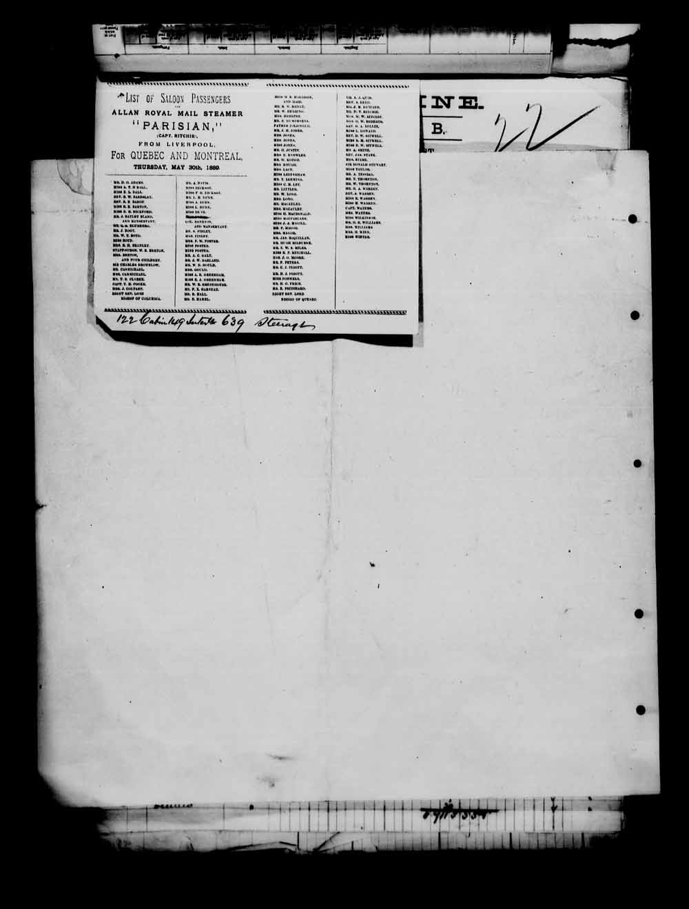 Digitized page of Passenger Lists for Image No.: e003549684