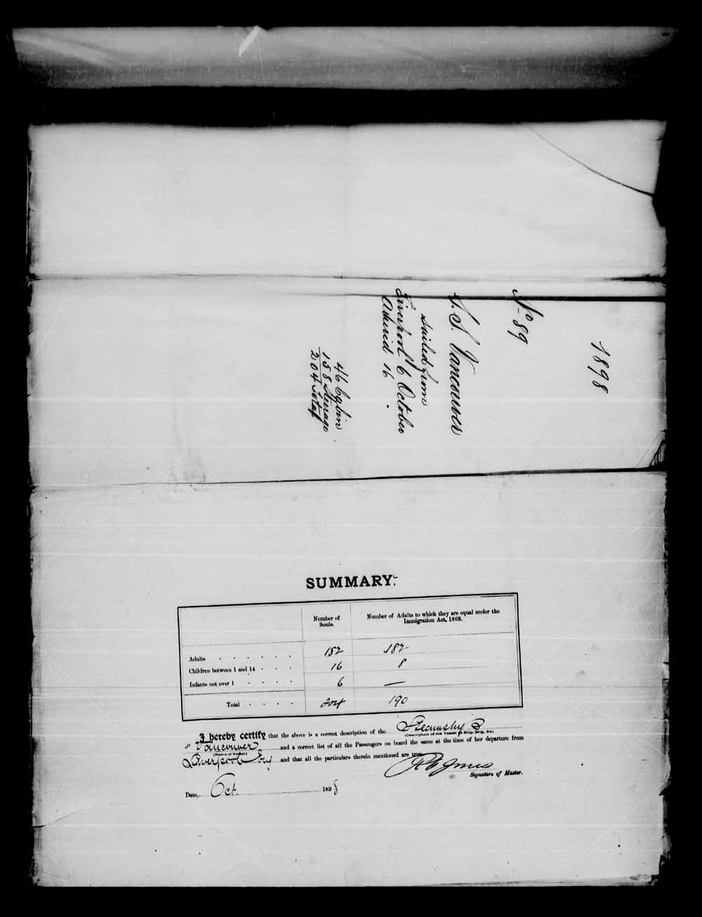 Digitized page of Passenger Lists for Image No.: e003555393