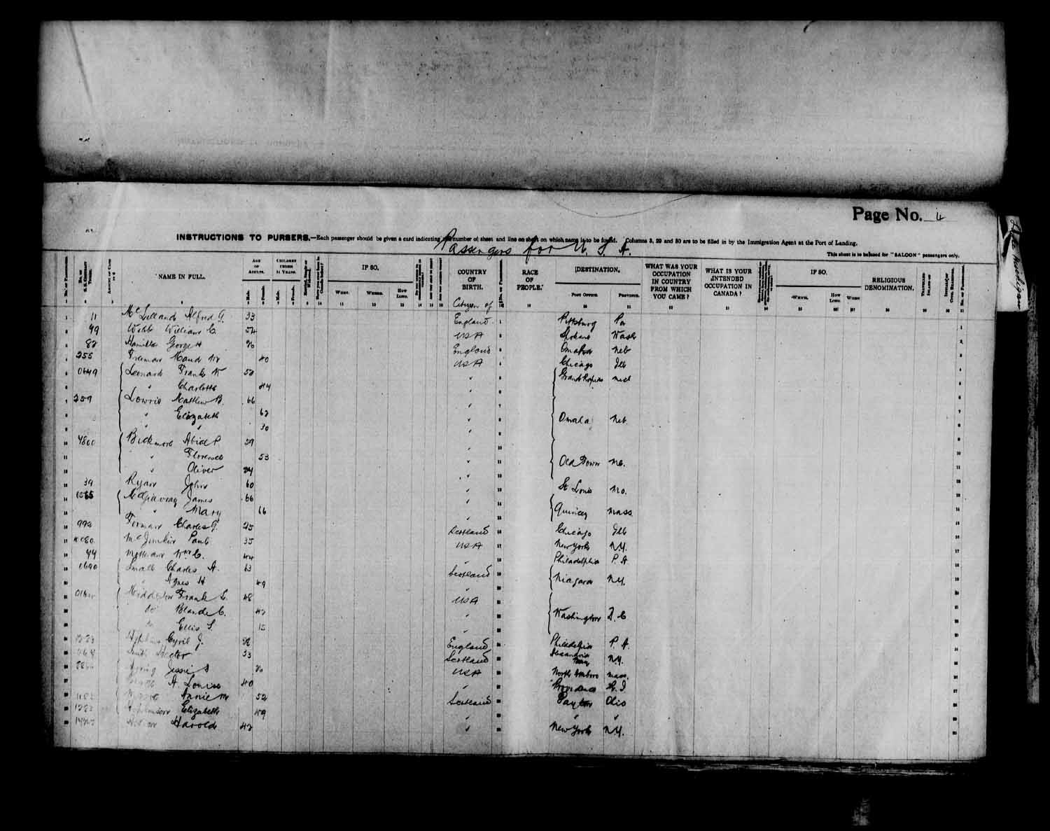 Digitized page of Passenger Lists for Image No.: e003566510