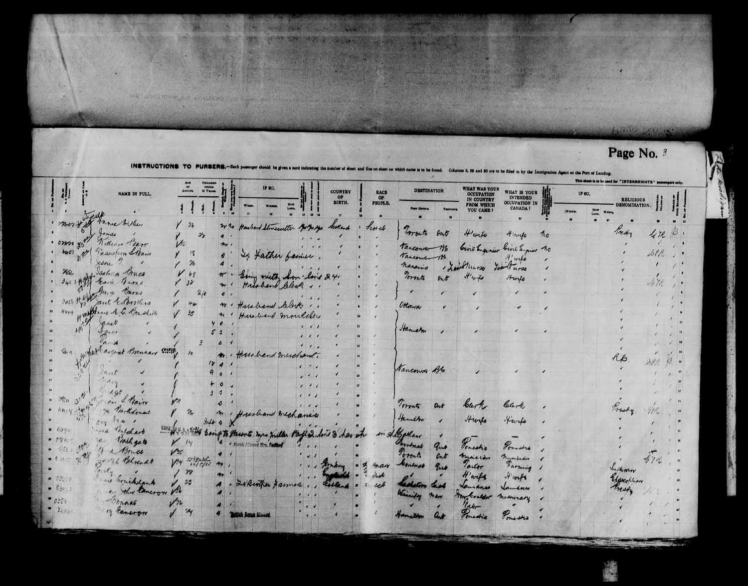 Digitized page of Passenger Lists for Image No.: e003566514