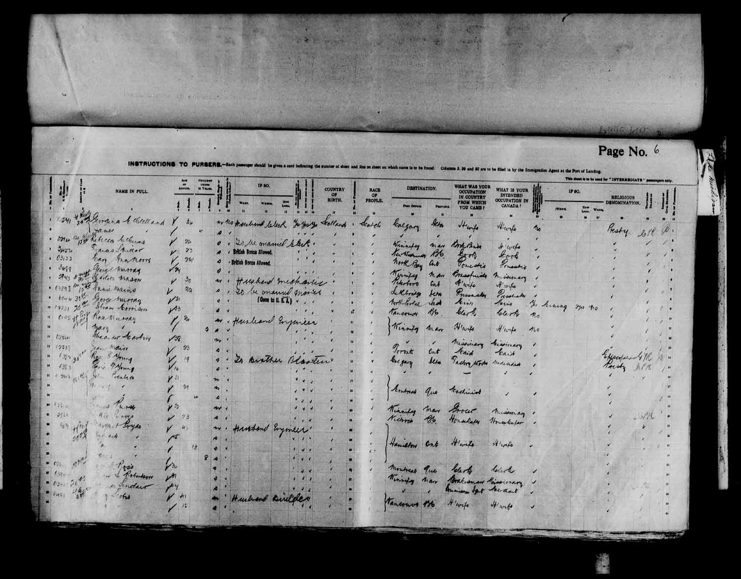 Digitized page of Passenger Lists for Image No.: e003566517